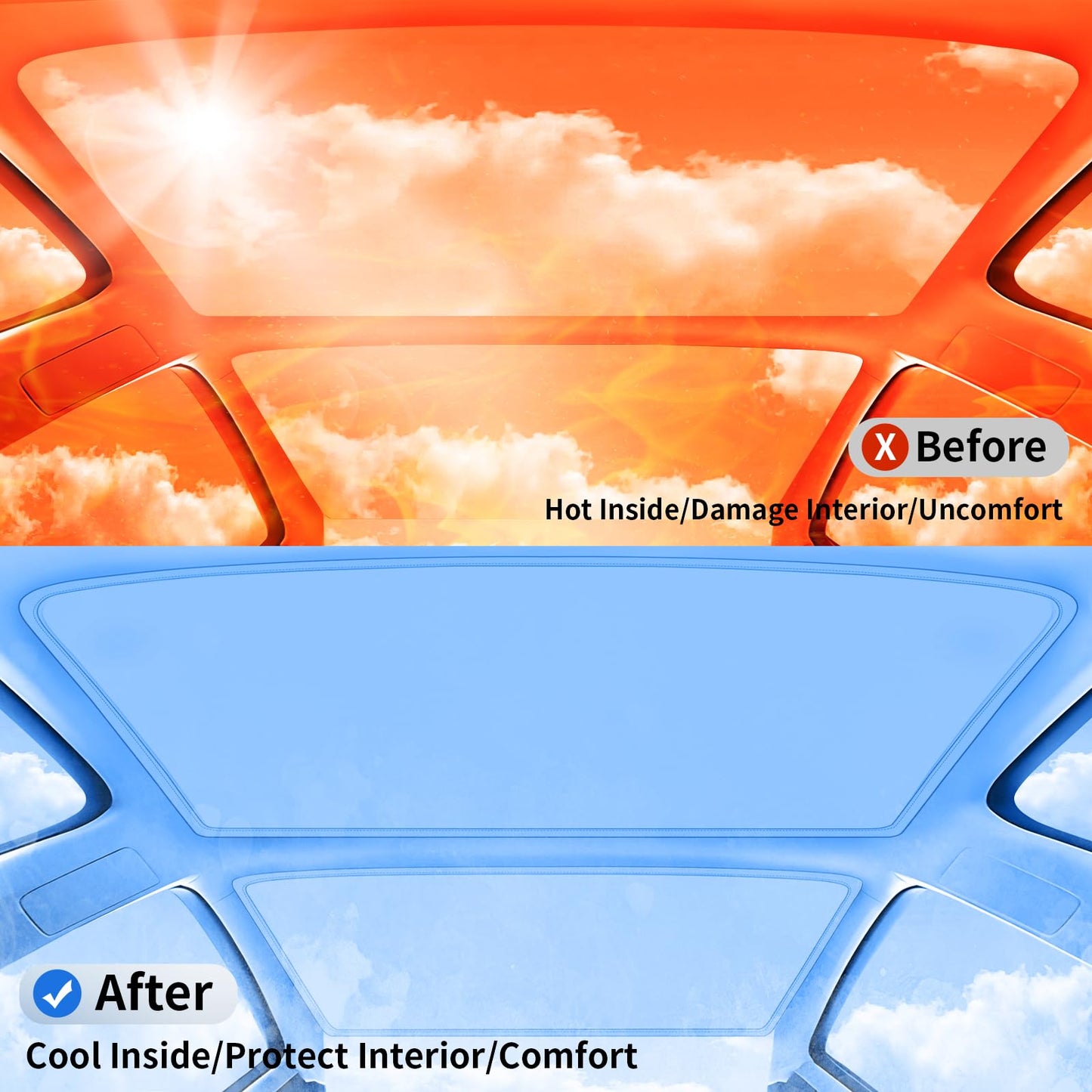 TSLDRV 2025 Upgrade Sunshade Roof for Tesla Model 3 Highland 2024 2025 [No-Gap/Sag-Free] Heat Insulation Glass Roof Sunshade Sunroof for Tesla Model 3 Accessories 2025 2024 Gray