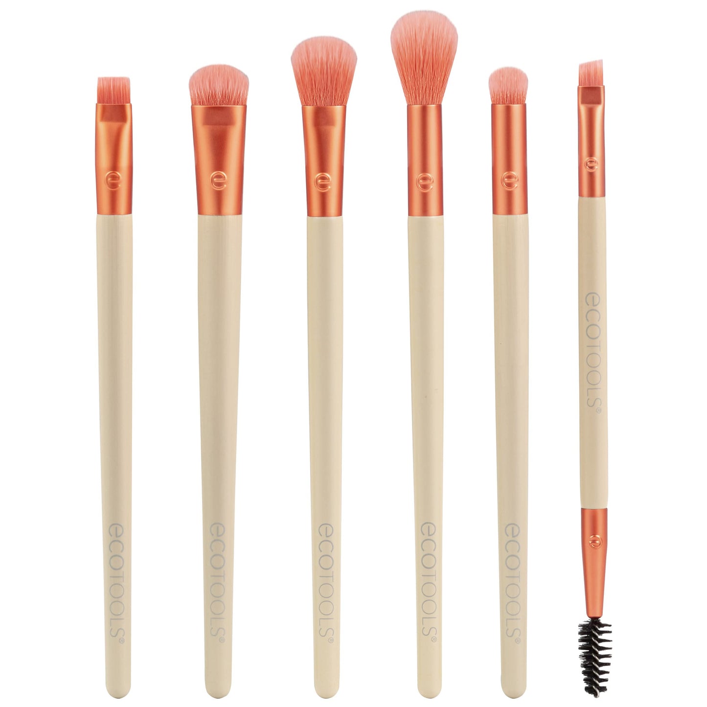 EcoTools Elements Fiery Eye Makeup Brush Set, For Eyeshadow & Eyeliner, Blending Brushes for Eyes, Eco Friendly Makeup Brushes, Limited Edition, Orange, Cruelty Free & Vegan, 6 Piece Set