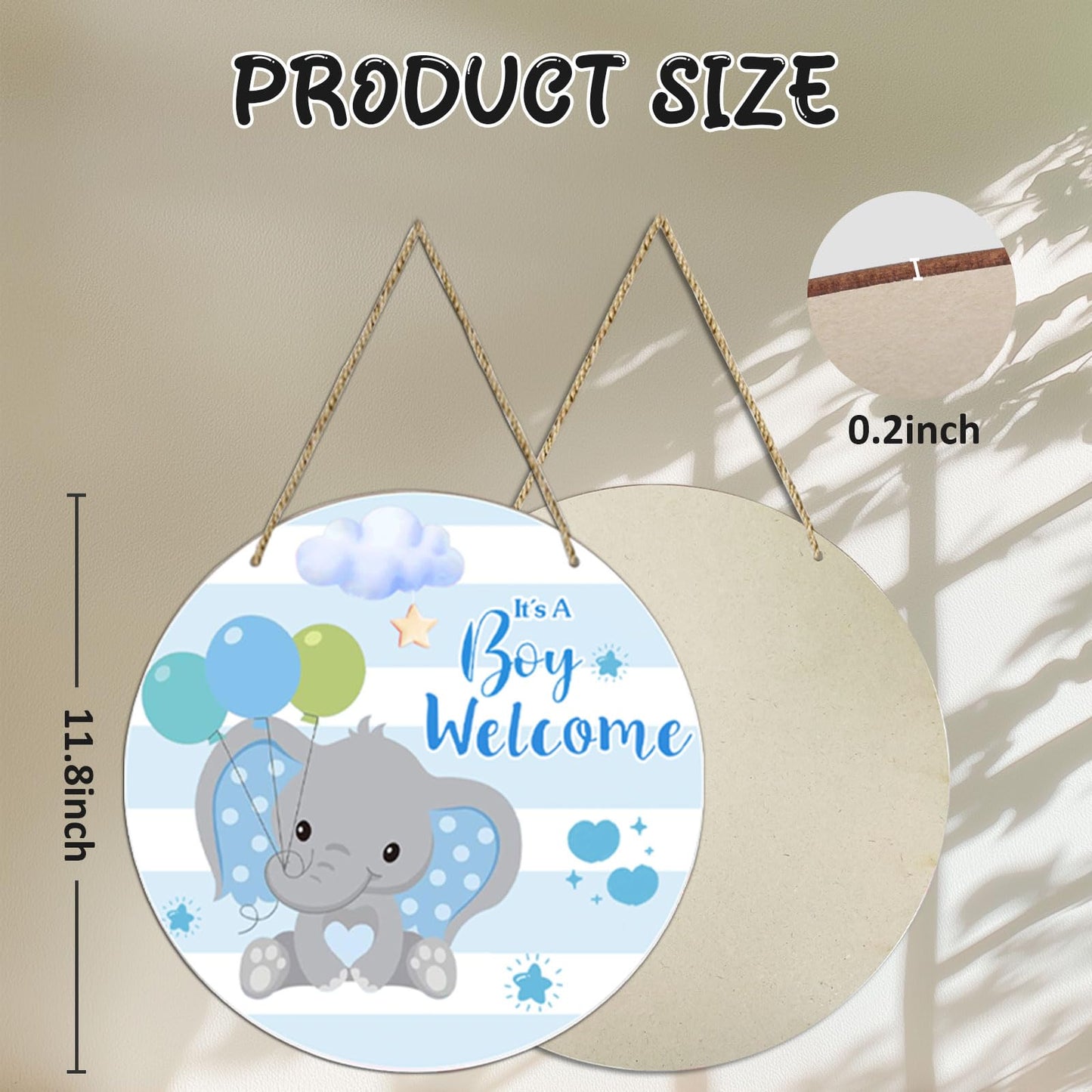 BuyCard It's A Boy Welcome Door Sign, Gender Reveal Wooden Sign for Front Door Decor, Rustic Wall Art for Farmhouse Porch or Entryway Hanging, Home Decor, Baby Shower Party Decor