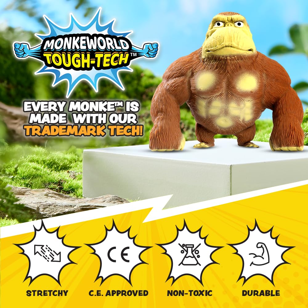 MonkeWorld Stretchy Monkey Toy Original Trending Squishies Fidget Toy Stuffed Monkey, Squishy Toys for Kids and Adults Animal Plushies (Original Monke)