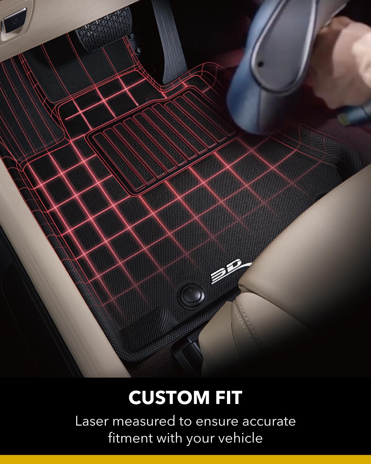 3D MAXpider Custom Fit Kagu Floor Mat (Black) Compatible with Tesla Model Y 2021-2025 - R1 R2