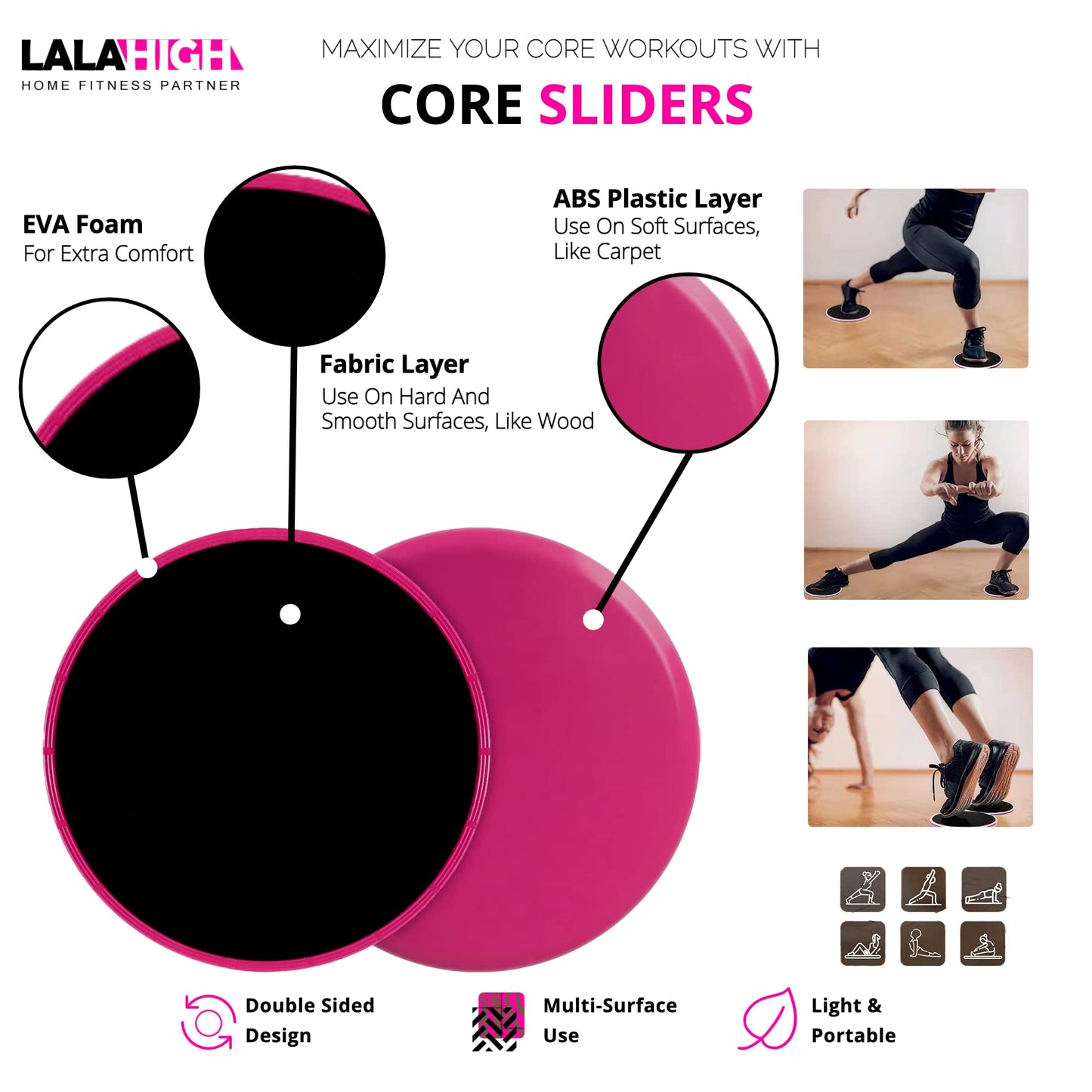 LALAHIGH Portable Home Gym System for Men and Women:Push Up Board, Pilates Bar & 20 Fitness Accessories with Resistance Bands and Ab Roller Wheel-Professional Strength Training Exercise