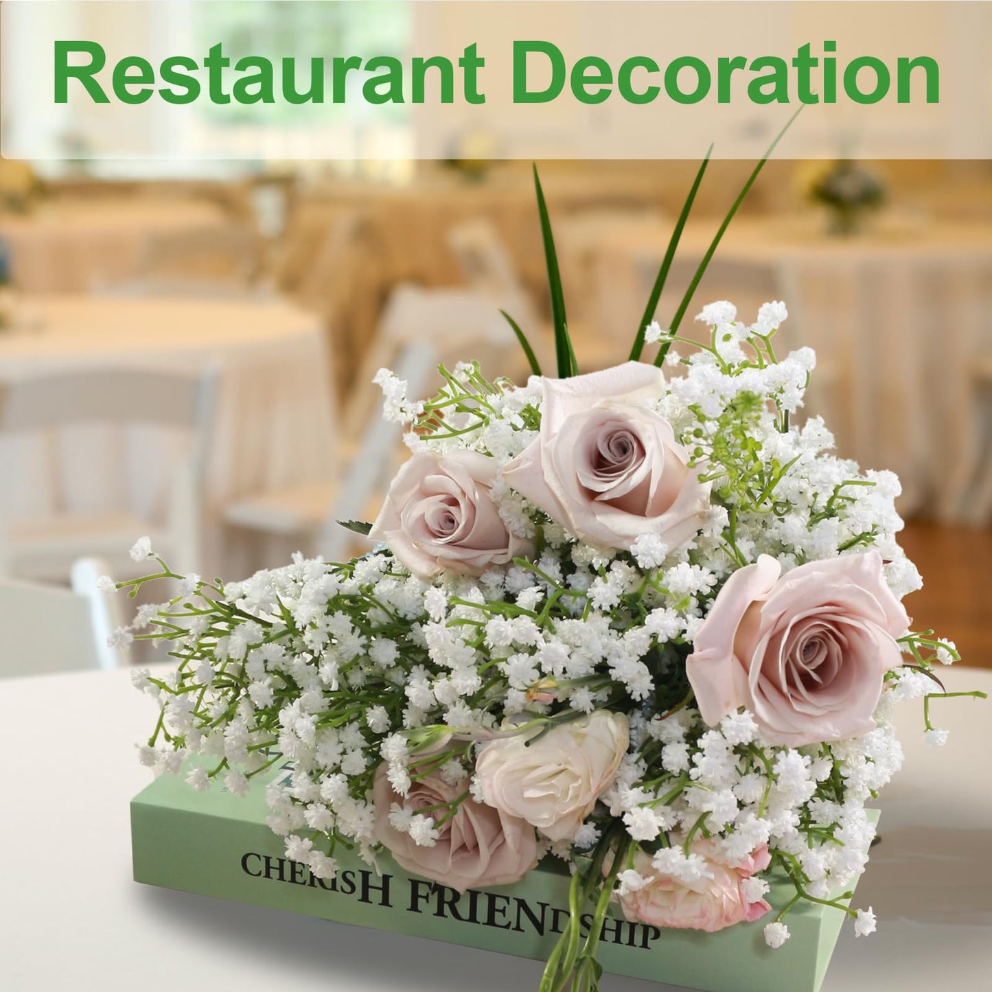 Gumolutin 15 Pack Real Touch Artificial Baby's Breath Flowers - 21" Bendable Stems for Wedding Bouquets, Home Centerpieces & Outdoor Decor (Waterproof, Dustproof, White)