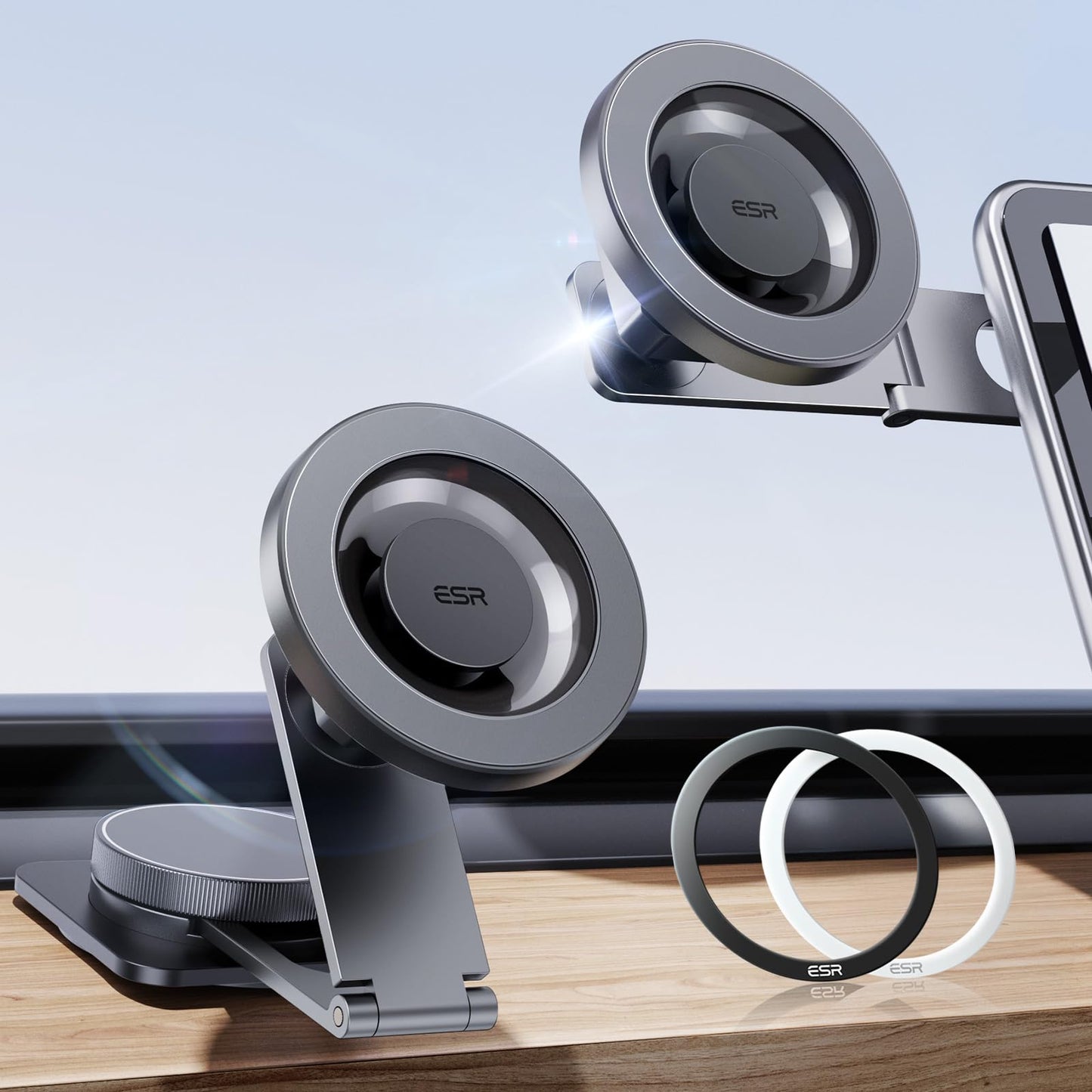 ESR for MagSafe Car Mount, Foldable Dashboard/Tesla Magnetic Car Mount,Tesla Touchscreen Car Phone Holder Mount, Magnetic Phone Holder for Car, for iPhone 16/15/14/13/12, S25, Charging Not Supported