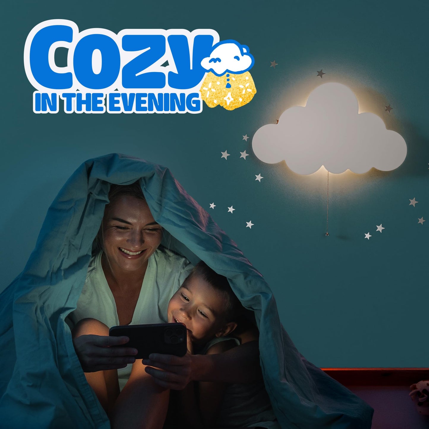 Tip perk 2 Pack Cloud Light - Floating Cloud Wall Lamp for Nursery | Cute Floating Lamp for Kids Bedroom | Battery-Operated Hanging Night Lights for Bedroom | Lamp for Baby Nursery