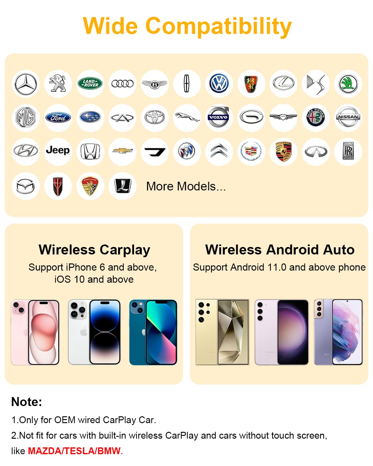 5 in 1 Wireless CarPlay Adapter with Netflix YouTube, 2025 New Carplay Wireless & Android Auto Adapter Converts Wired to Wireless Carplay Dongle Magic CarPlay Ai Box Streaming Video for iPhone/Android