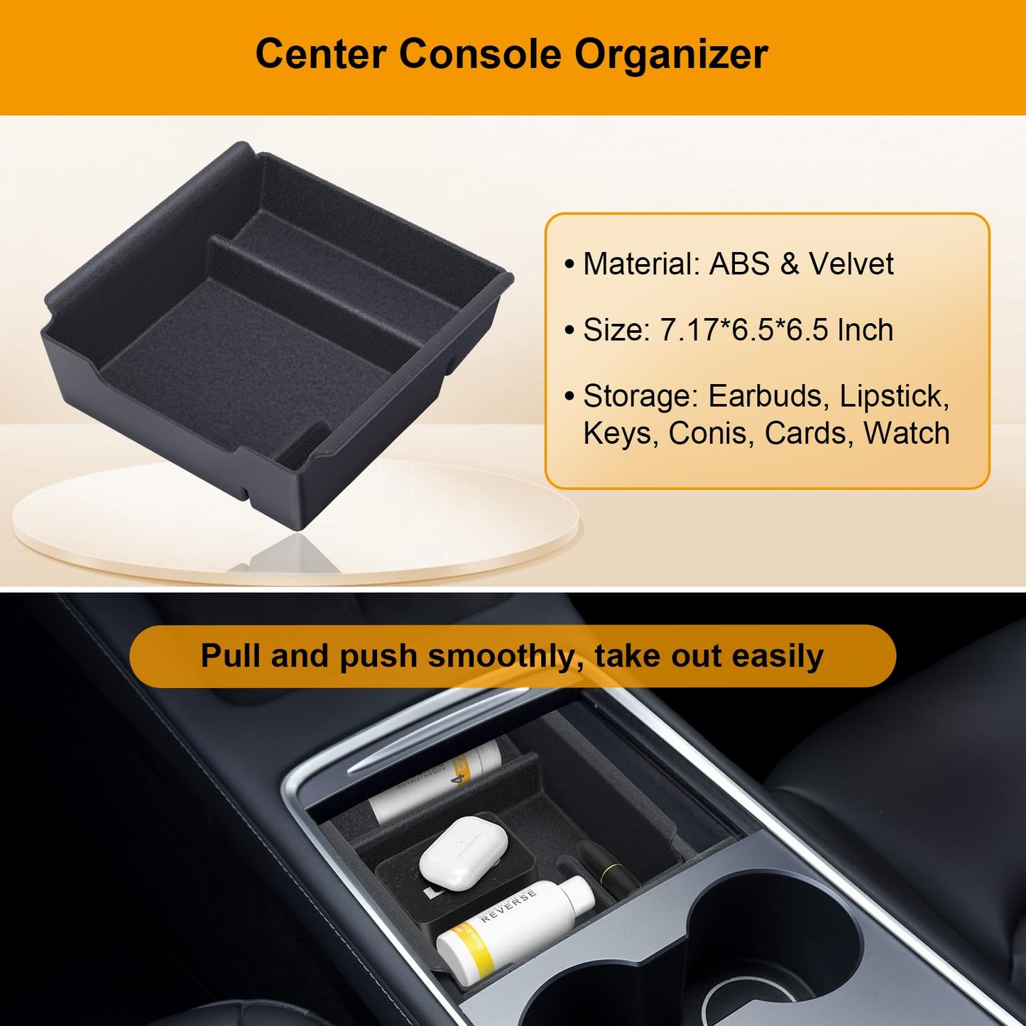 BANKKY Center Console Organizer Tray 5PCS for Tesla Model Y Accessories 2024 2023 2022 2021 2020, Armrest Storage Tray and Hidden Storage Box, Cup Holder Insert, Under Seat Storage Box