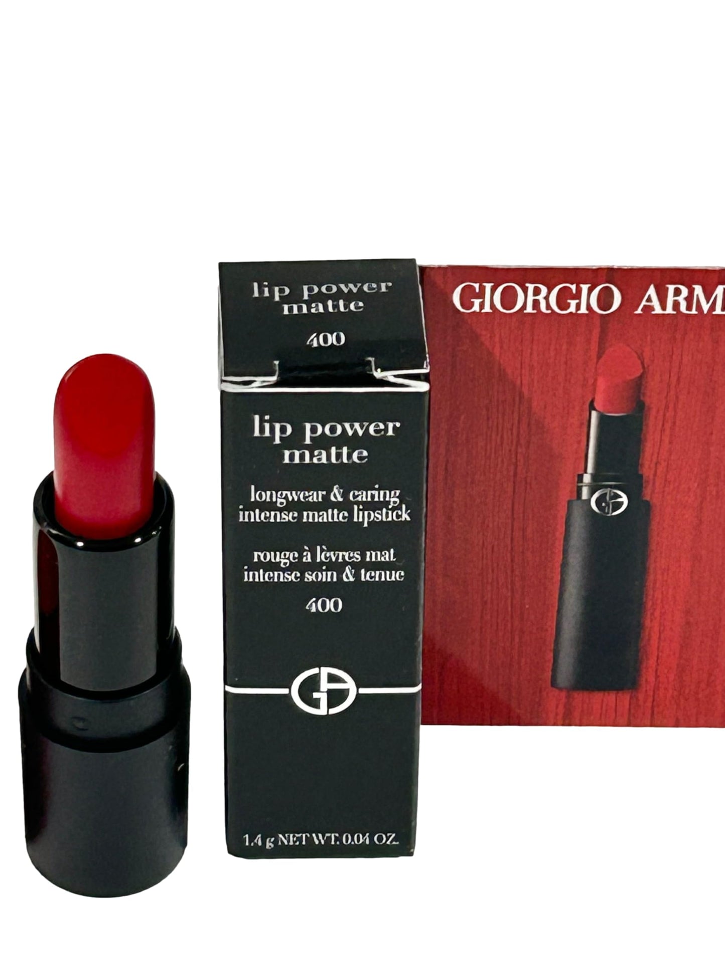 GIORGIO ARMANI Lipstick MINI (red) Lip Power Matte Color # 400 (looks RED) - 1.4 g / 0.04 oz (MINI/SMALL/SAMPLE SIZE/TRAVEL SIZE) - 3065