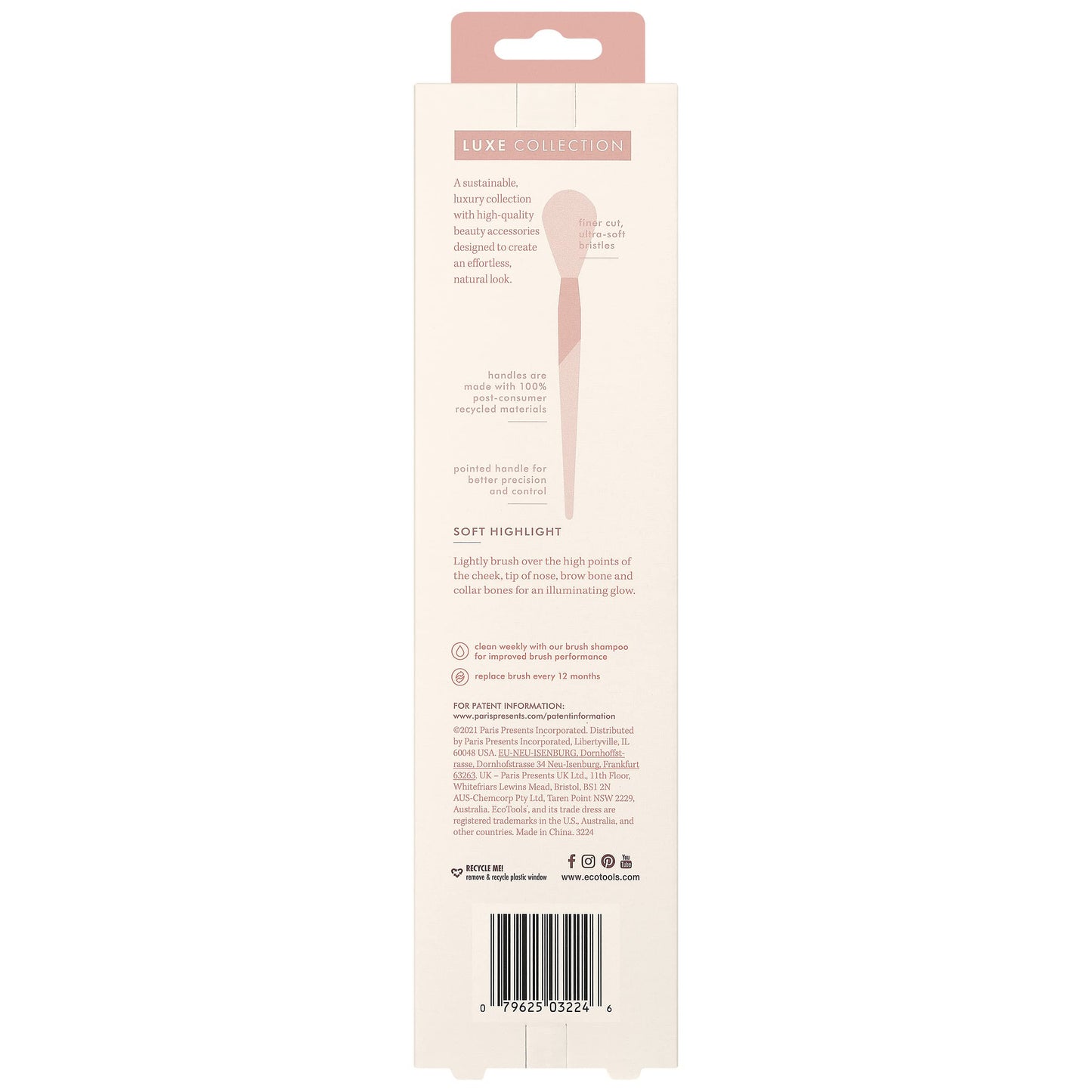 EcoTools Luxe Soft Highlighter Makeup Face Powder Brush, Sheer, Luminous Glow, Premium Quality Makeup Brush, Ultra Soft, Synthetic Bristles, Eco Friendly Face Brush, Cruelty-Free, 1 Count