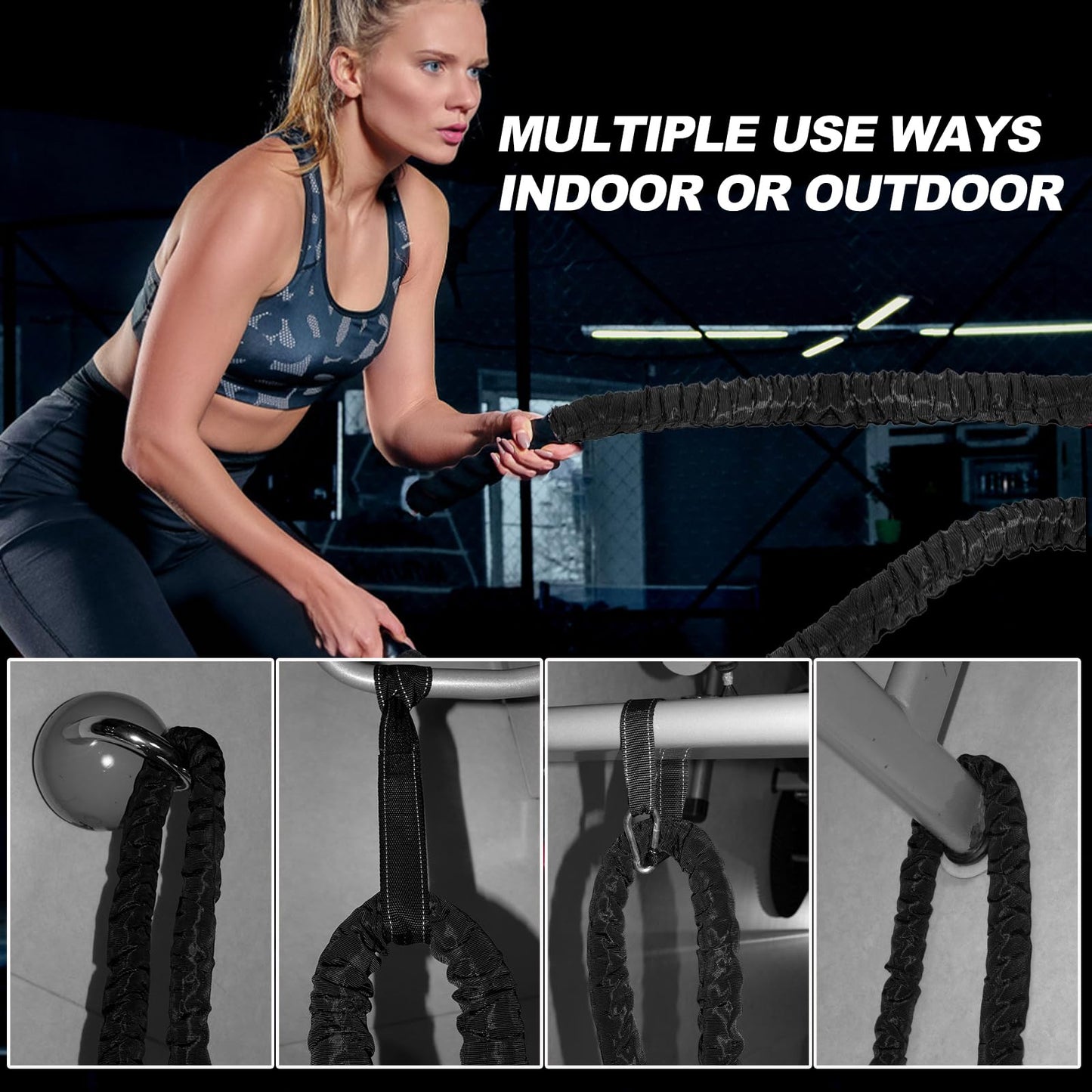 Battle Rope 30FT Battle Rope for Exercise Workout Rope Exercise Rope Battle Ropes for Home Gym Heavy Ropes for Exercise Training Ropes for Working Out Weighted Workout Rope (1.5 Inch 30 FT)