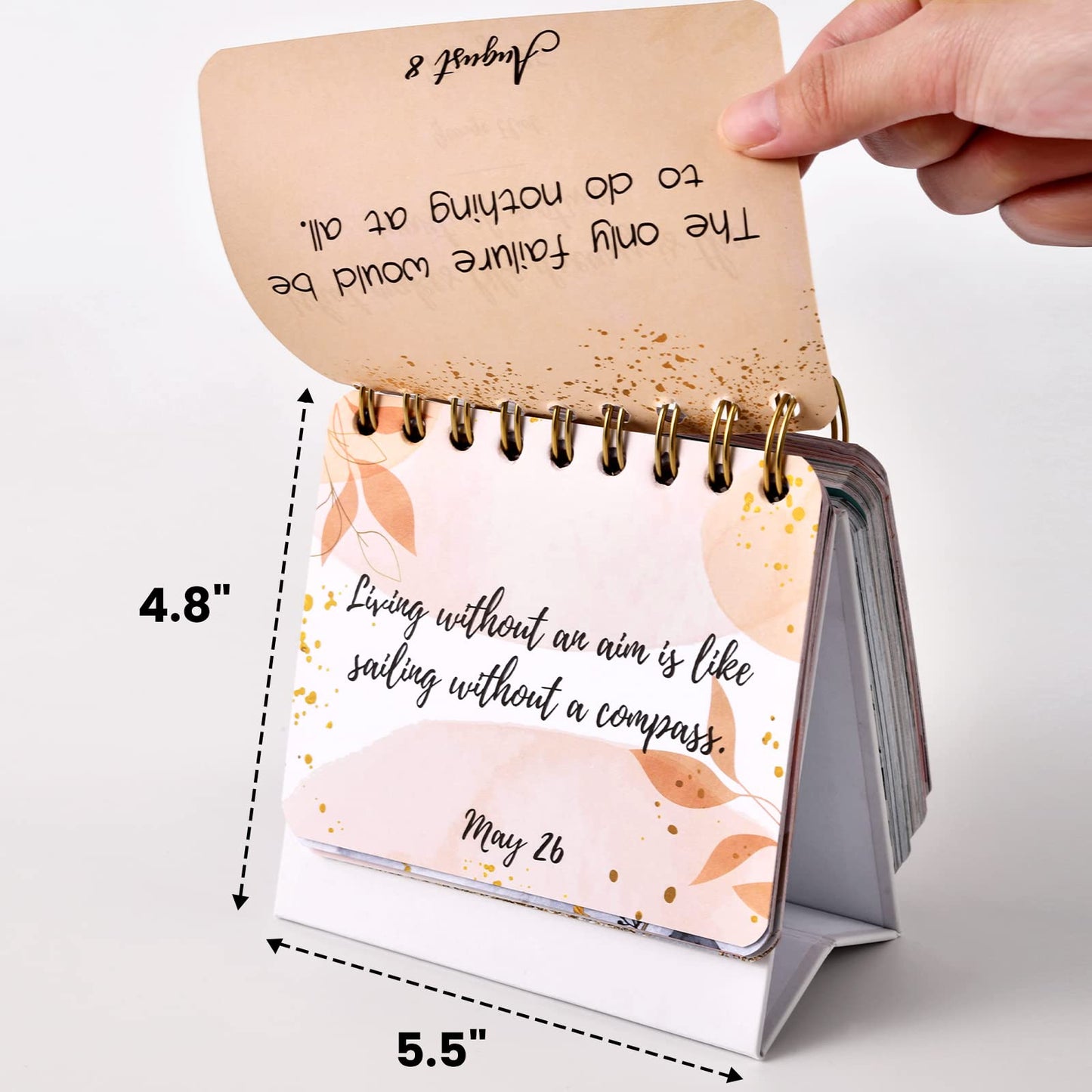 Motivational Calendar - Daily Flip Calendar with Inspirational Quotes, 4.8"x5.5" Undated Standing Flip Calendar for Desk Accessories, Perpetual Calendar, Inspirational Gifts for Women, Positive Daily