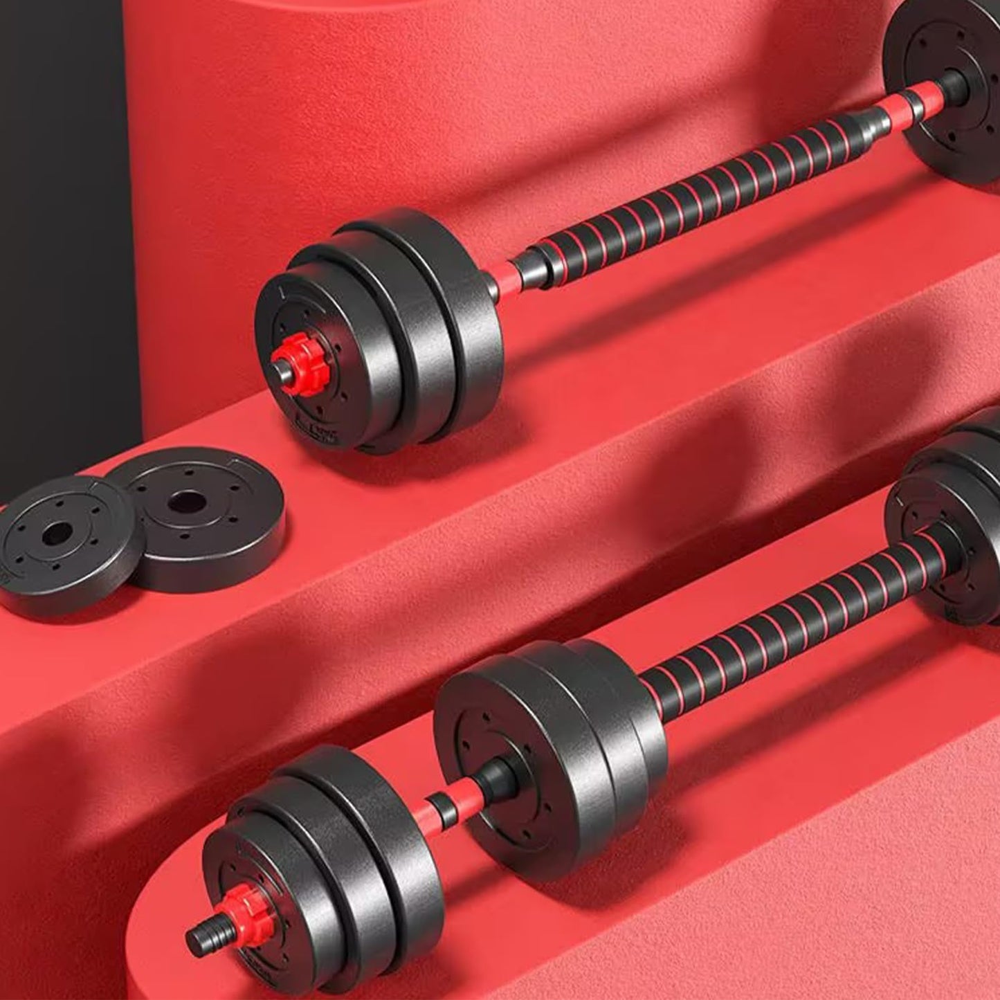 Adjustable Dumbbell Set, 5-44 lbs Free Weight Set with Connector for Barbell, Dumbbells, Push-Up Options, Fitness Exercises for Home Gym Suitable Men/Women