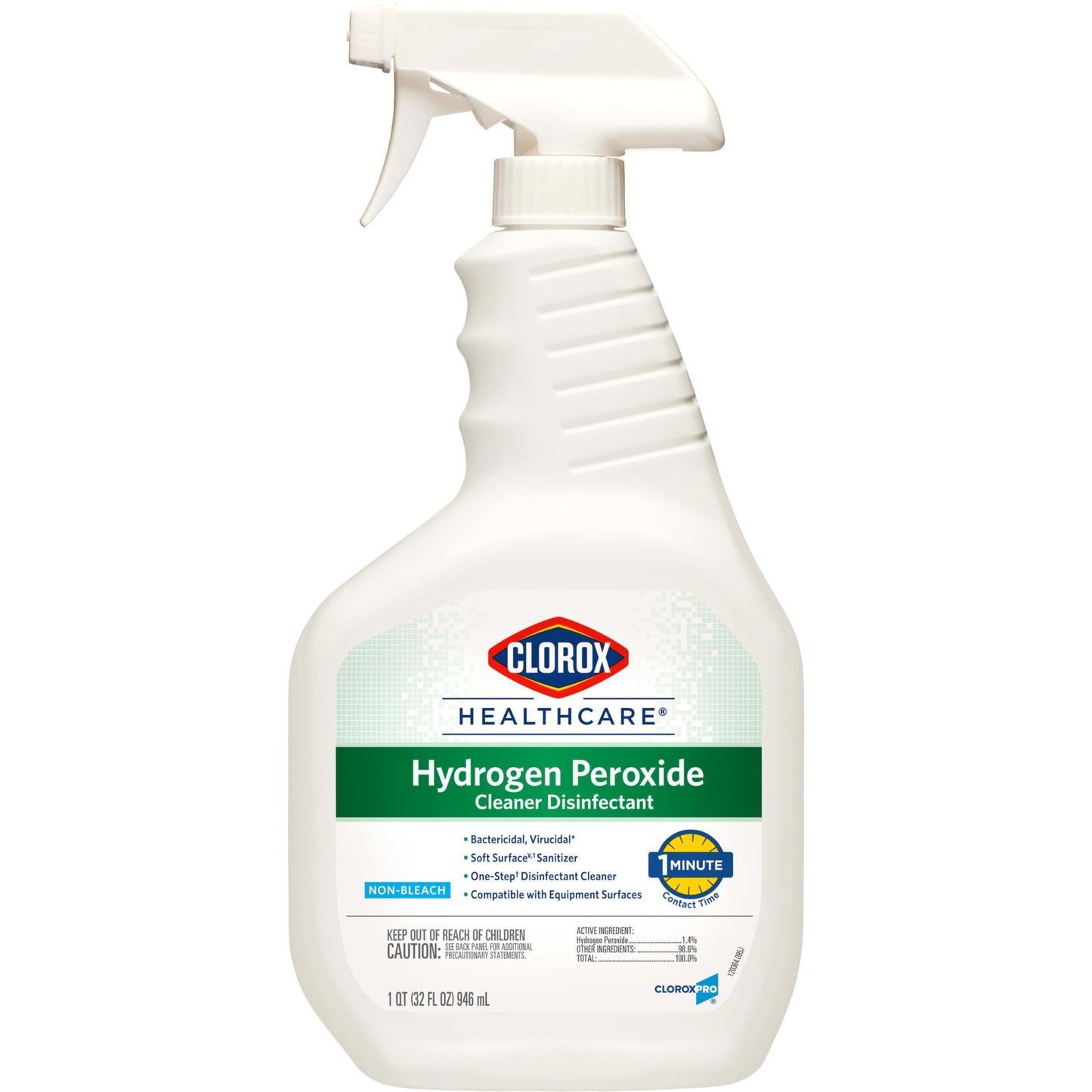 Clorox Healthcare Hydrogen Peroxide Cleaner Disinfectant, Bleach Free, 32 Fluid Ounces (Package May Vary)