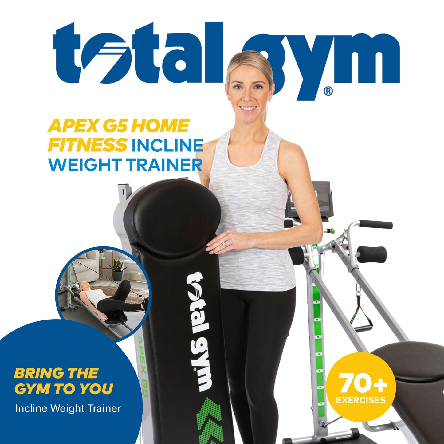 Total Gym APEX G5 Indoor Home Fitness Incline Weight Trainer with 10 Resistance Levels - Workout Machine Equipment for Abs, Legs, Shoulder, Arms and Back