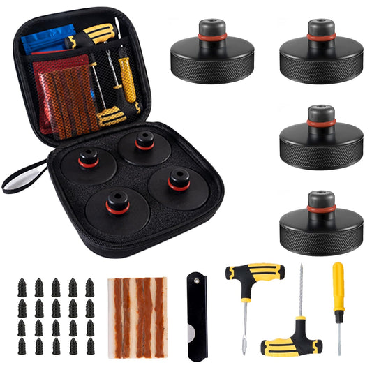 Tesla Jack Pads Lifting Jack Pad for Tesla Model 3/Y/S/X Tesla Pucks Accessories with Tire Repair Tools Kit for Tesla Vehicles 2016 to 2025,4 Pucks with Storage Case