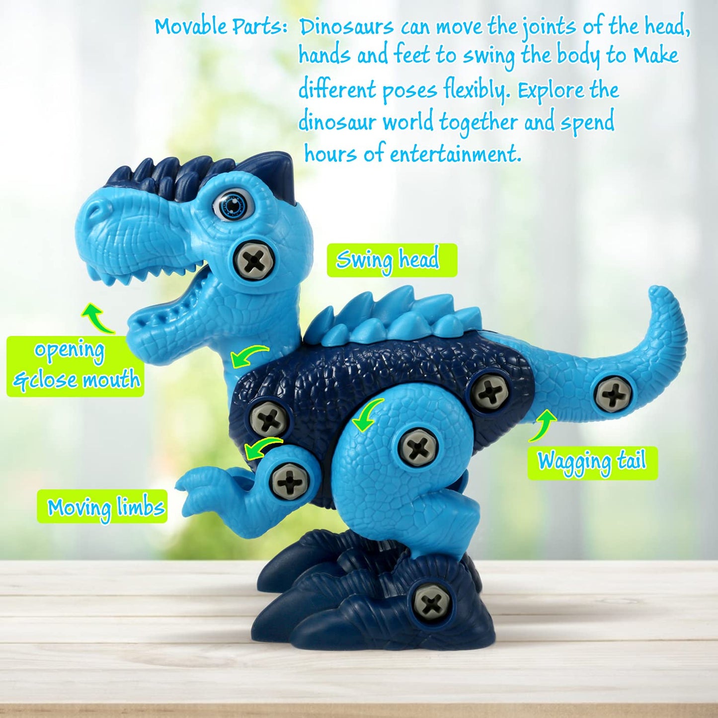 FREE TO FLY Dinosaur Toys for Kids 3-5: Take Apart STEM Learning Toys, Building Construction Sets with Electric Drill, Birthday Gifts for Boys Girls Age 4 5 6 7 8 Year Old