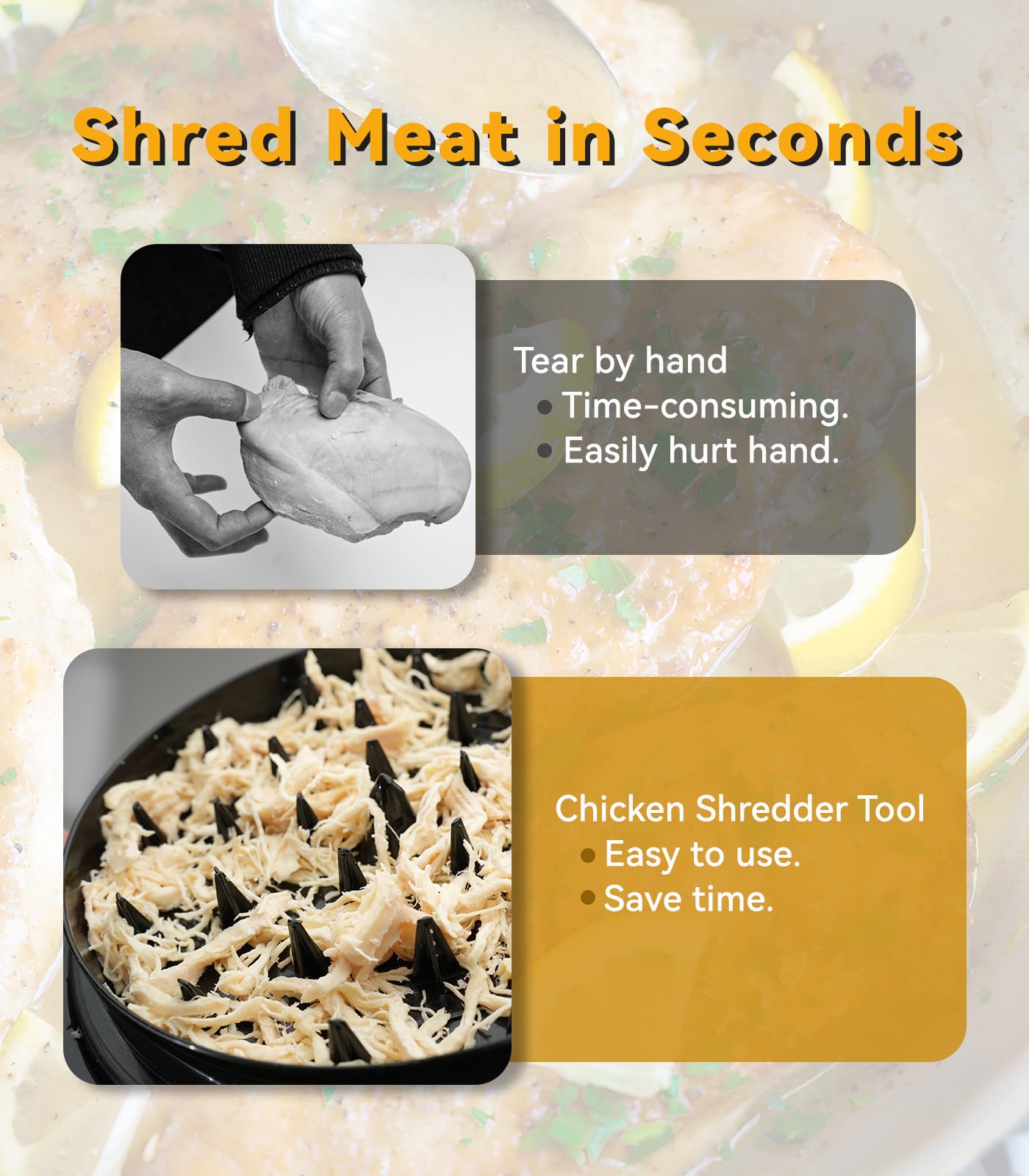 Chicken Shredder Tool Twist for Kitchen, Manual Chicken Breast Grinder Machine for Ground Food, Meat & Vegetables (Elegant Black)