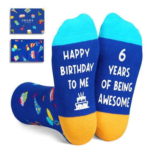 Zmart 6th Birthday Gifts for Boys - Socks for Boys Girls Age 6, Presents for 6 Year Olds, 6 Year Old Boy Gift Ideas, Blue