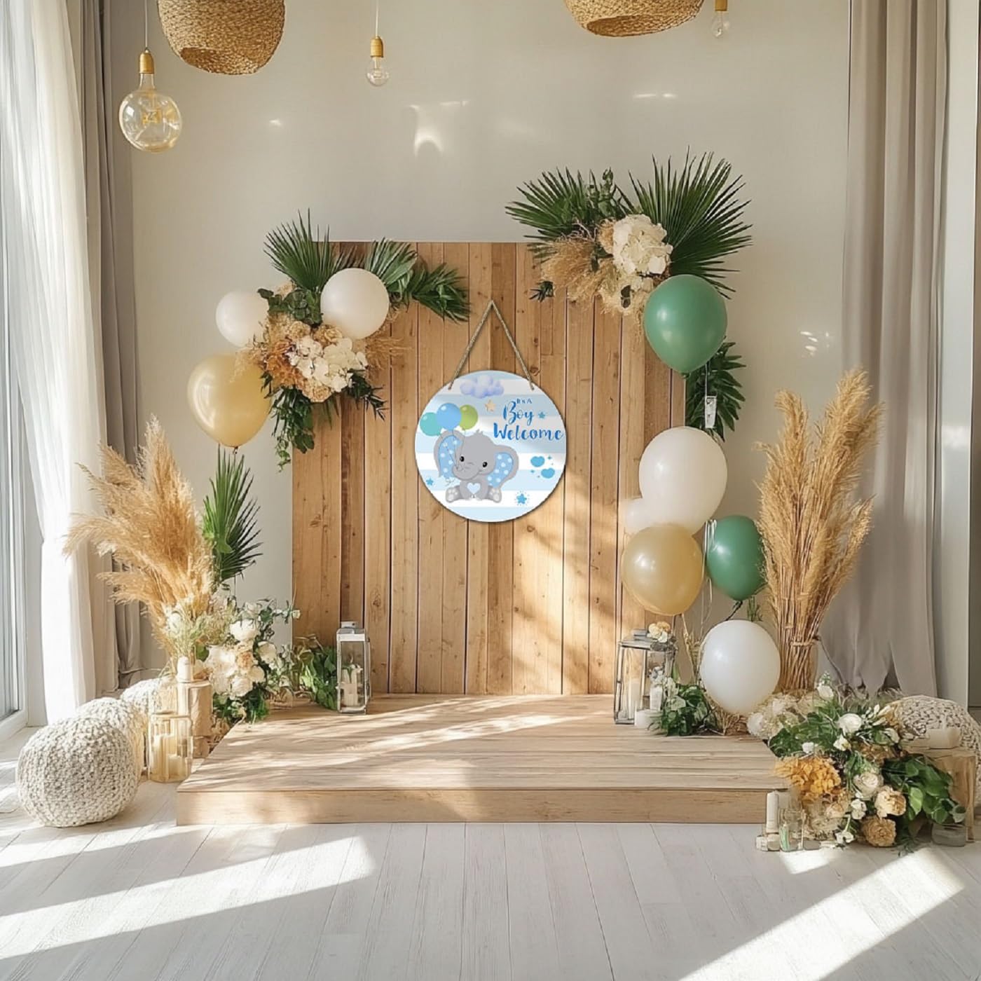 BuyCard It's A Boy Welcome Door Sign, Gender Reveal Wooden Sign for Front Door Decor, Rustic Wall Art for Farmhouse Porch or Entryway Hanging, Home Decor, Baby Shower Party Decor