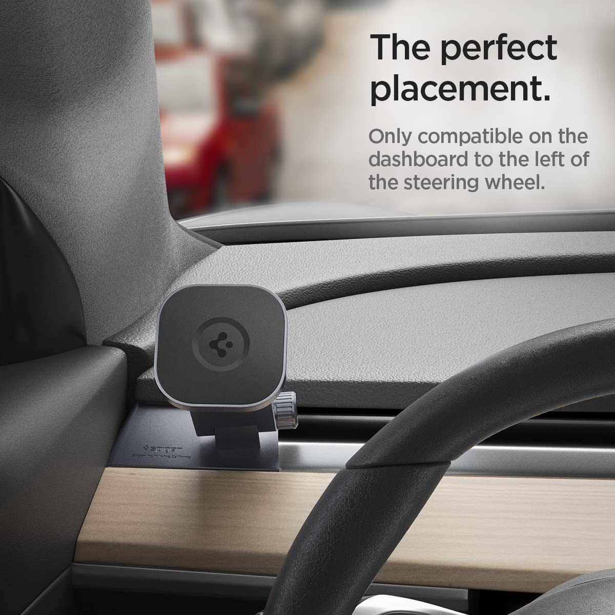 Spigen OneTap [2023 Upgraded] (MagFit) Designed for Tesla Model 3 / Y Designed for Magsafe Car Mount Compatible with iPhone 16 Pro Max, 16 Pro, 16 Plus, 15, 14, 13, 12 Series & MagSafe Compatible Case