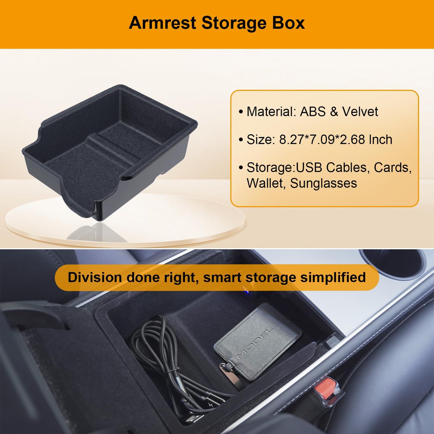 BANKKY Center Console Organizer Tray 5PCS for Tesla Model Y Accessories 2024 2023 2022 2021 2020, Armrest Storage Tray and Hidden Storage Box, Cup Holder Insert, Under Seat Storage Box