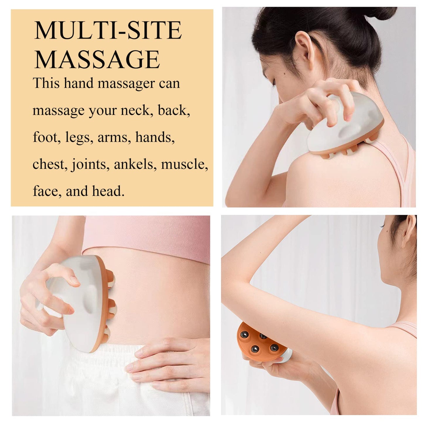 WMM Hand Held Massager, Full Body Massage Tool with Roller Ball Massager Manual 362-degree-roller for Muscle Back Neck Joint Foot Shoulder Leg Pain Relief with Portable Design