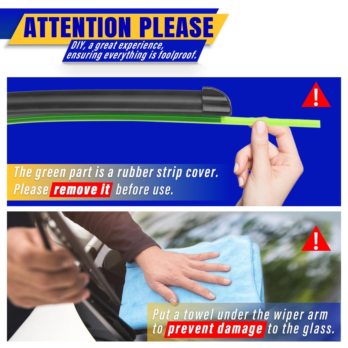 2 wipers Replacement For 2017-2023 Tesla Model 3/2020-2023 Model Y Original Equipment Replacement Wiper Blade - 26"/19" (Set of 2) Top Lock