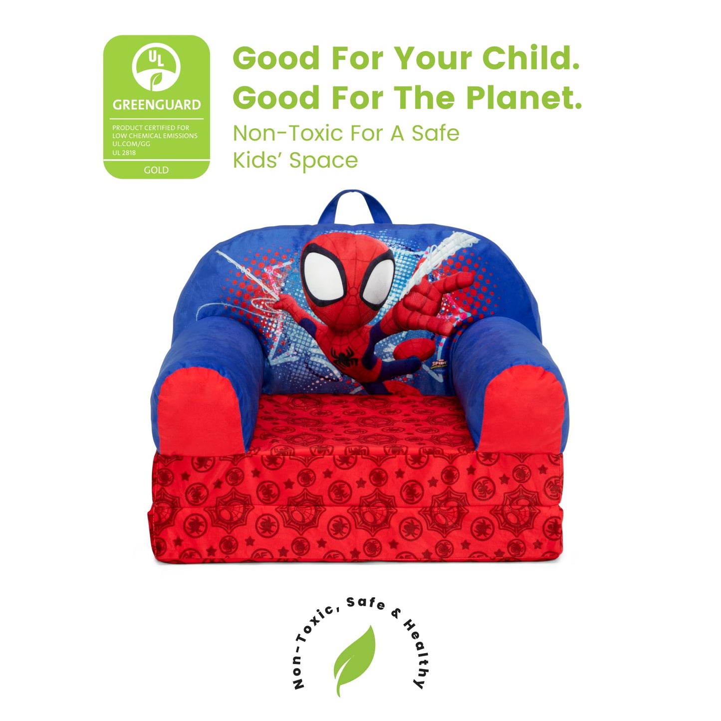 Delta Children - Spidey and His Amazing Friends Cozee Buddy Flip-Out Kids Chair, Red