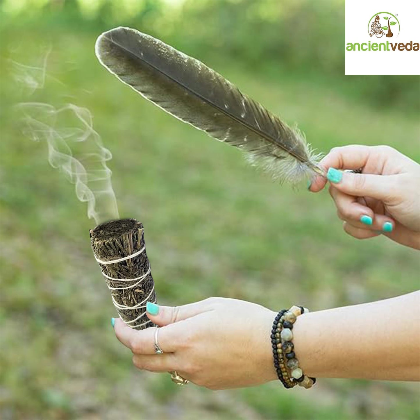 Ancient VEDA Sage Smudge Kit | Lavender, Sweetgrass, & Palo Santo Sticks Smudging Kit for Meditation, Yoga, Reiki, Home Cleansing, & Aromatherapy (Starter Kit, Lavender Sage)