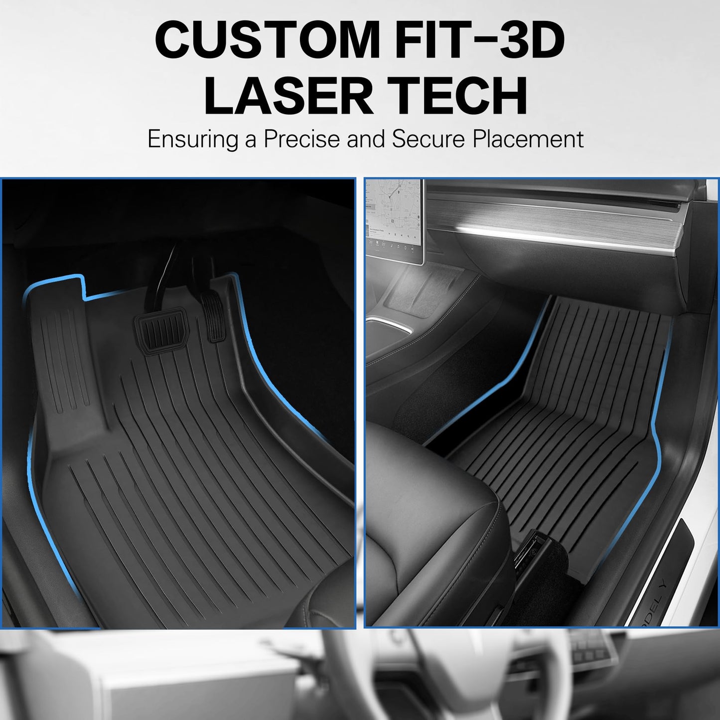 Autocessking Floor Mats for Tesla Model Y 2021-2024 2025, Set of 6 Mats All Weather TPE Waterproof Anti-Slip Front & Rear Trunk Mats Cargo Liners, Custom Fit for Tesla 5-Seater (Not Fit 7-Seat)