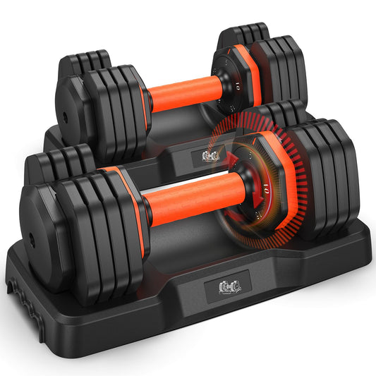 Adjustable Dumbbell Set 25LB, 5/10/15/20/25lbs, Anti-Slip Handle for Exercise Fitness Workout