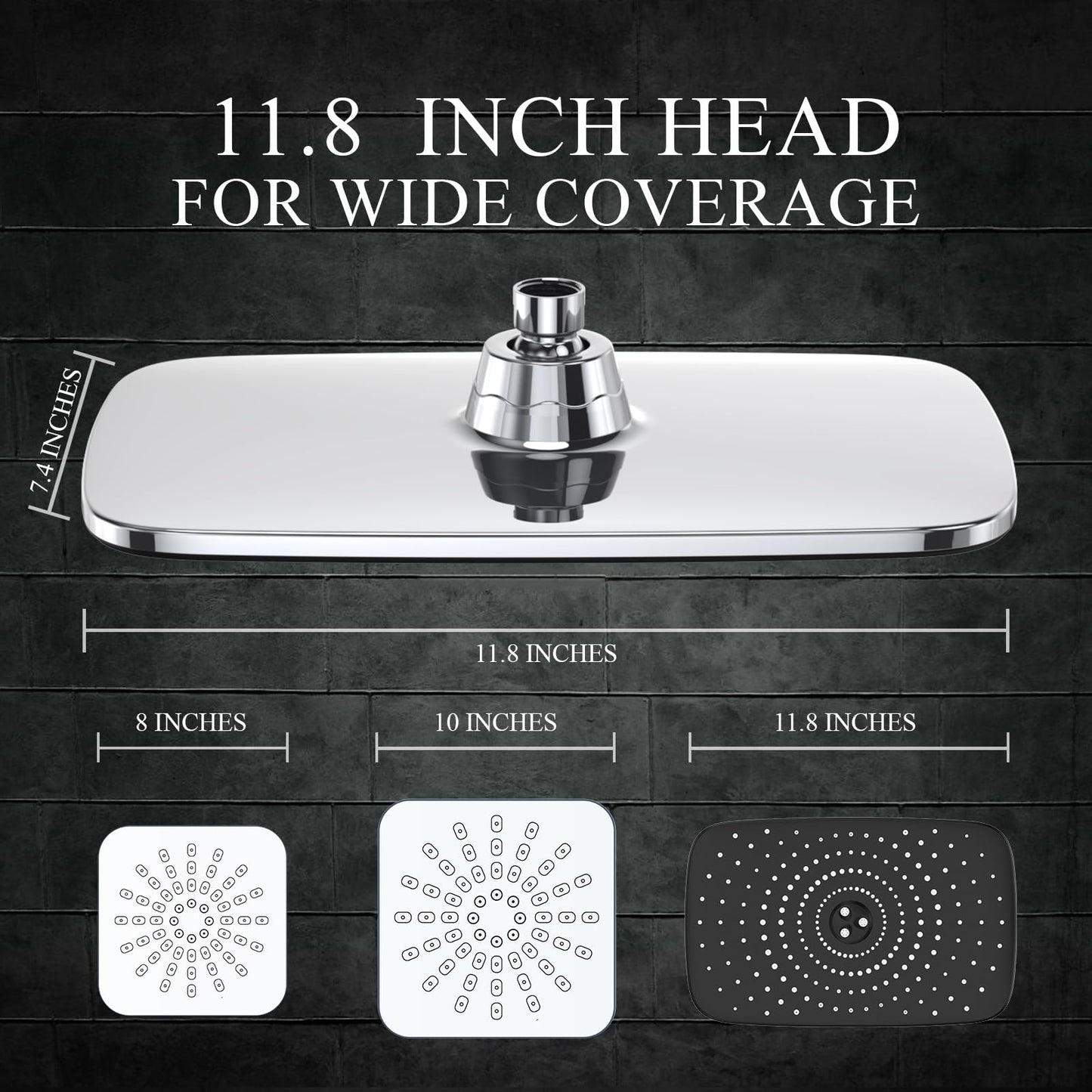 Veken Wide Rain Shower Head with 6 Modes Handheld Water Spray，High Pressure Showerhead Combo with Arm for Bathroom Accessories，Home Decor Adjustable Dual Shower with Anti-Clog Nozzles,Silver Chrome
