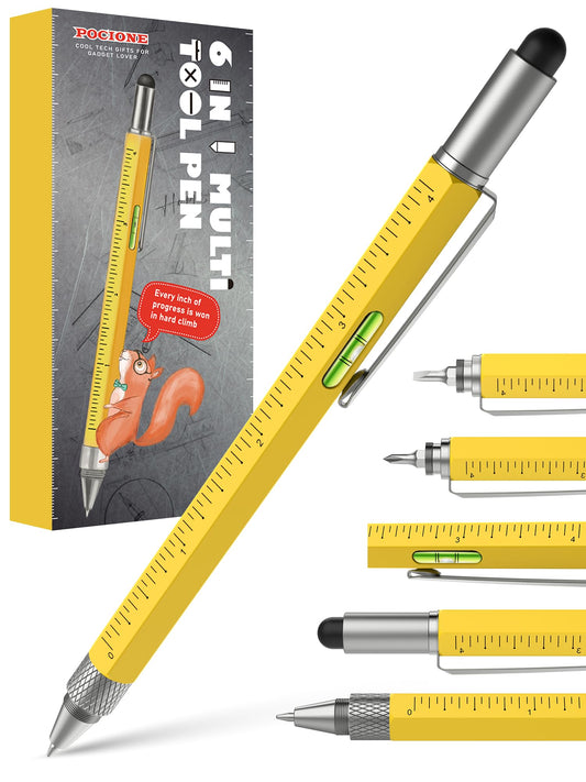 Gifts for Men Unique Multitool Pen - Stocking Stuffers for Men Dad Cool Gadgets for Husband Him Birthday Gifts for Men Who Have Everything, Office Engineer Woodworkers Carpenter Construction Tool Gift
