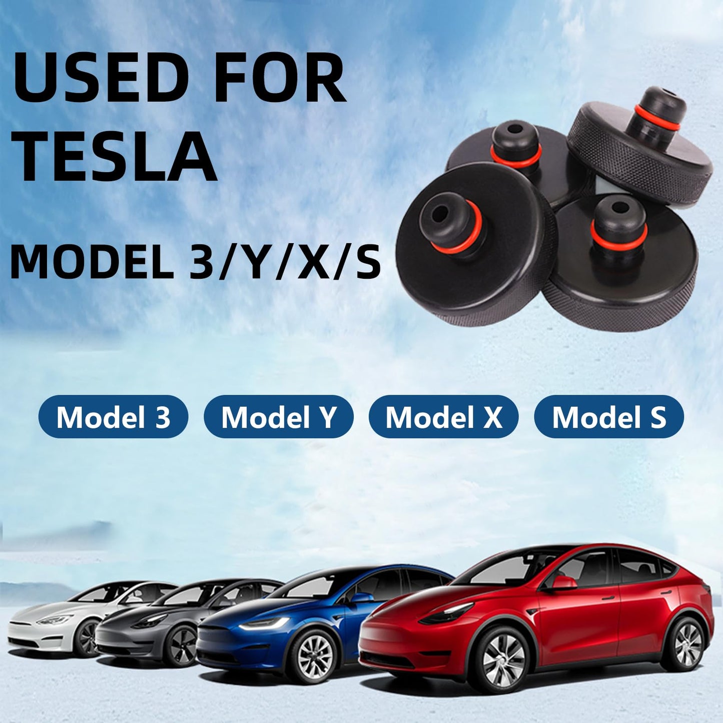 Tesla Jack Pads Lifting Jack Pad for Tesla Model 3/Y/S/X Tesla Pucks Accessories with Tire Repair Tools Kit for Tesla Vehicles 2016 to 2025,4 Pucks with Storage Case