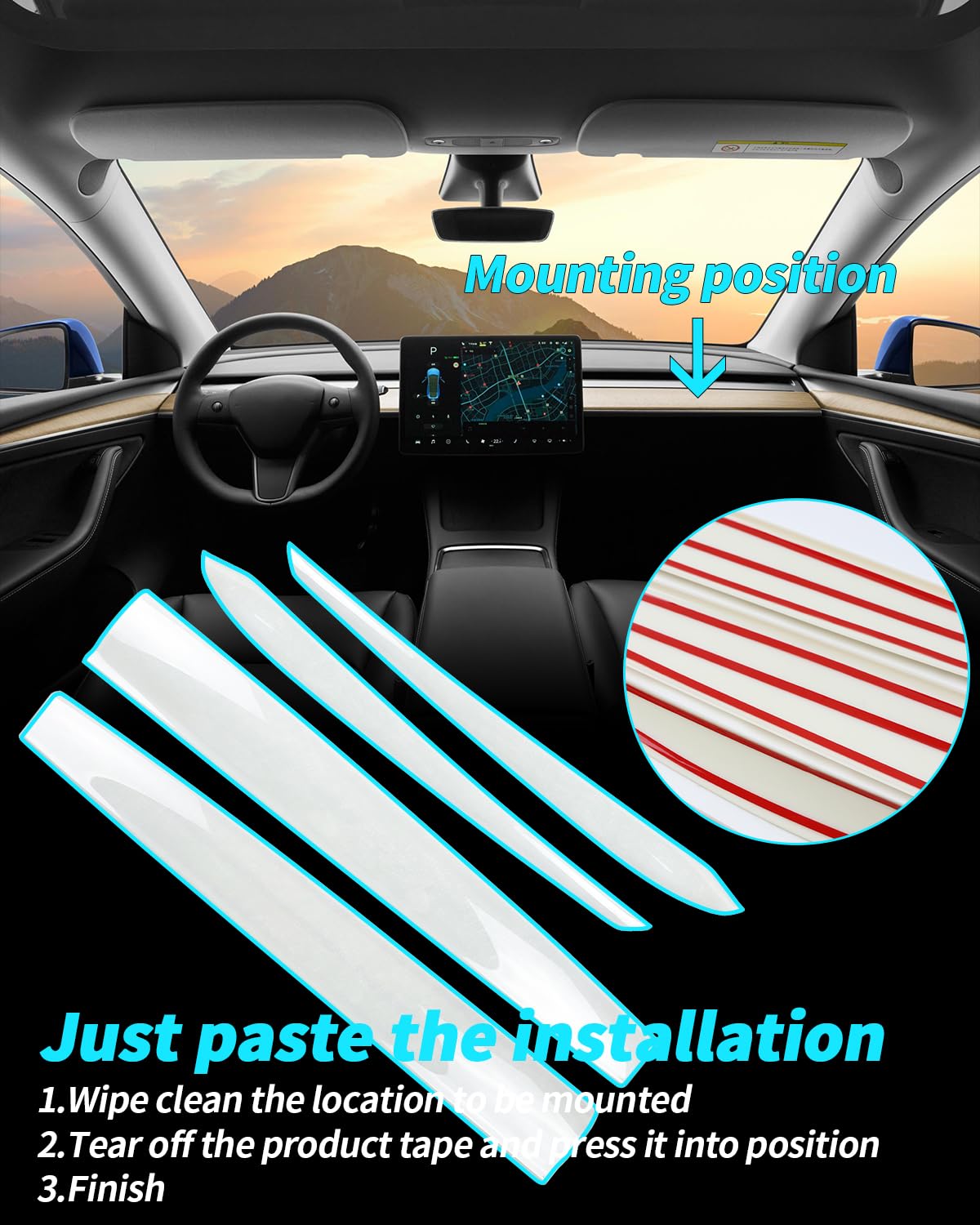 KKTR-CAR Dashboard Cover Wrap and Front Door Inner Armrest Panel Cover Trim Compatible with Tesla Model 3 2021-2023 Model y 2020-2025,NOT for Performance (Pearl White, 4pcs)
