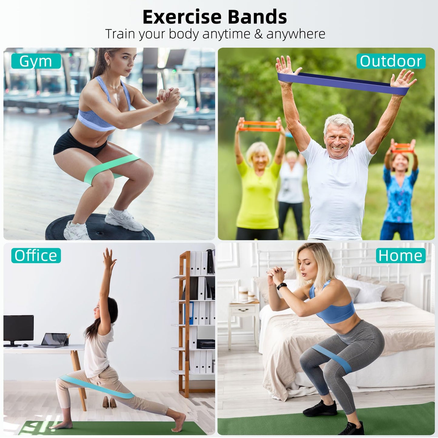 Resistance Bands for Working Out, Home Gym Exercise Workout Bands for Women and Men, 5 Set of Stretch Bands for Booty Legs