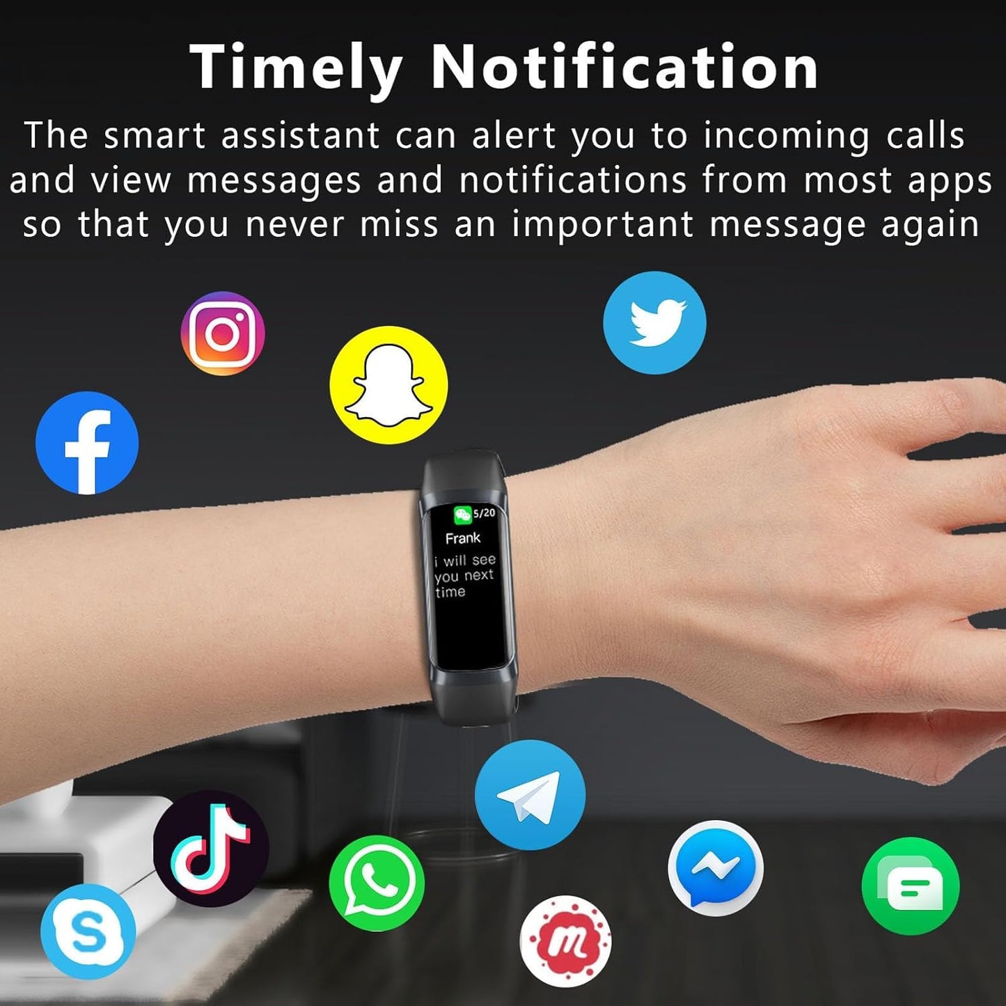Fitness Tracker with 24/7 Heart Rate Sleep Blood Oxygen Monitor,IP68 Waterproof Smart Watch,1.10''AMOLED Touch Color Screen,Step Counter Health Activity Trackers for Women Men (Dark Black)