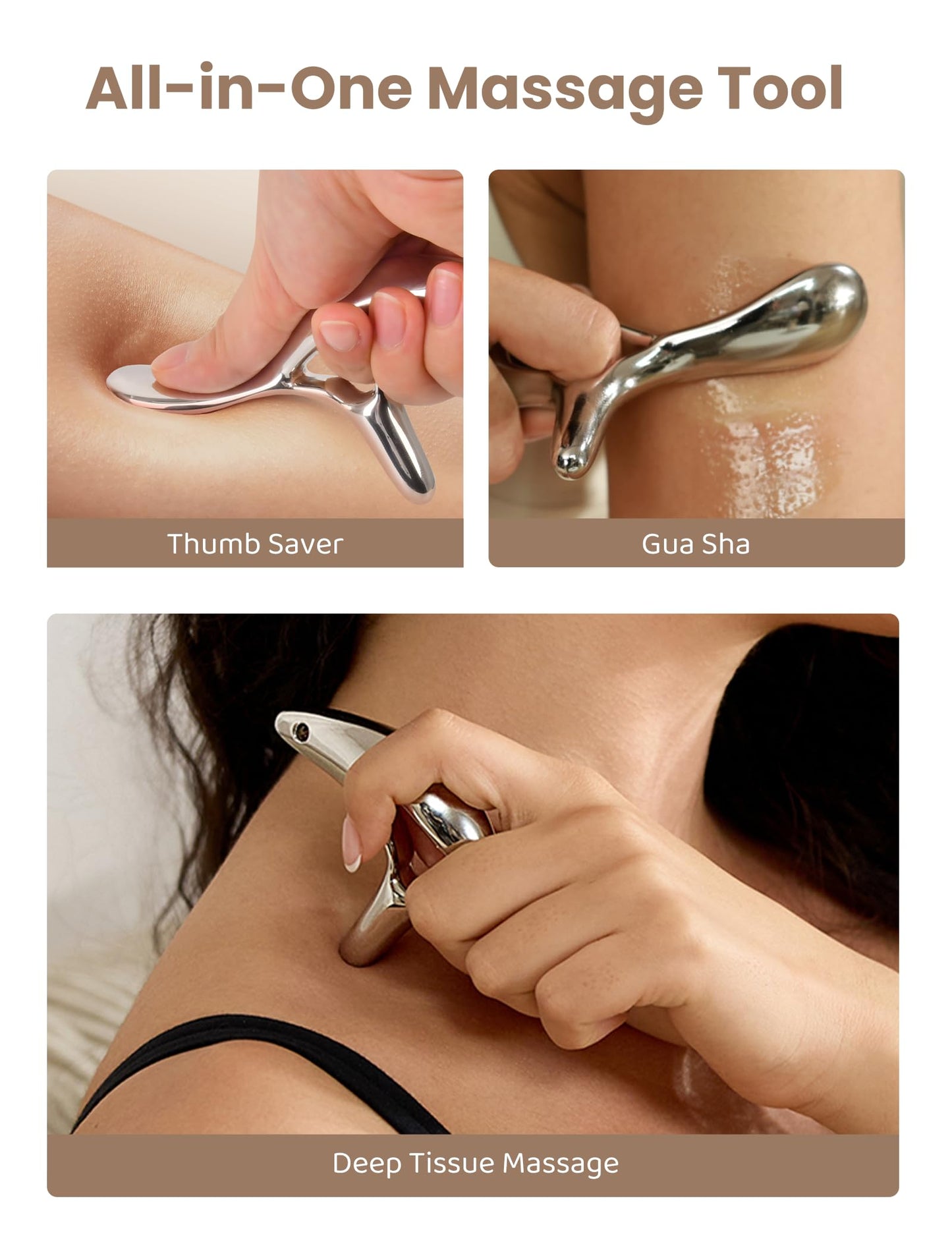 lifechill Trigger Point Massage Tool for Deep Tissue Massage & Gua Sha, Muscle Scraper Tool for Full Body Pain Relief, Thumb Saver Acupressure Tool, FSA HSA Eligible