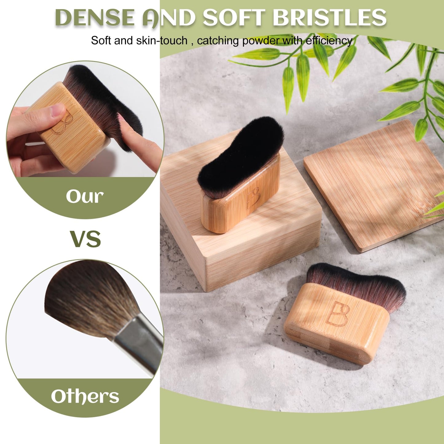 BS-MALL Self Tanning Body Brush Makeup Brushes Set of 2 | Eco-Friendly Natural Bamboo Handles | Ultra-Soft Synthetic Bristles | Perfect for Face & Body Application Perfect for Travel