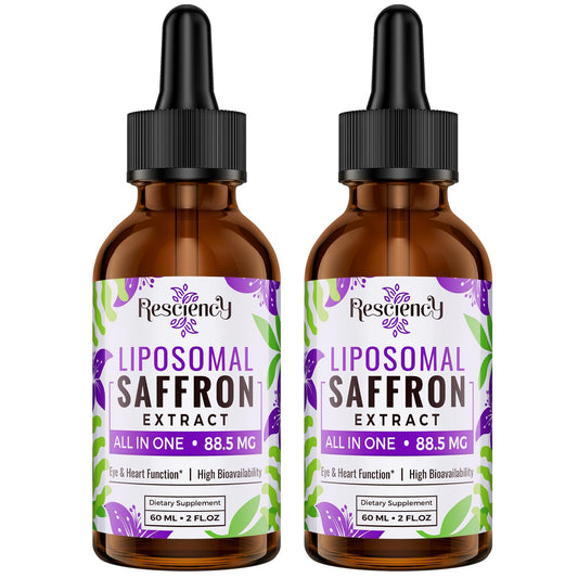 Saffron Supplements - 88.5 mg Saffron Extract Better Bioavailability Liposomal Drops for Mood, Energy, Vision & Focus with Ashwagandha, Turmeric, Magnesium, Zinc, Vitamin B12 & D3, 60 ml, 60 Servings