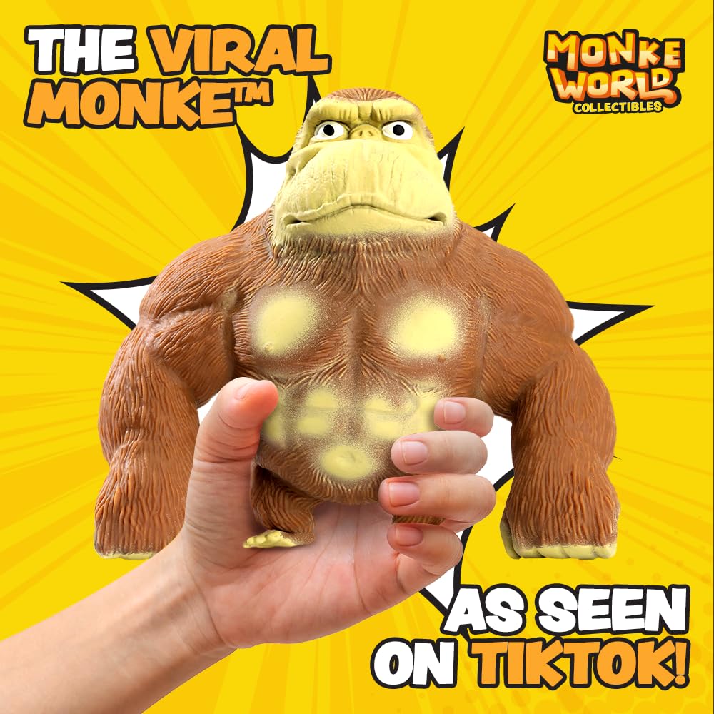 MonkeWorld Stretchy Monkey Toy Original Trending Squishies Fidget Toy Stuffed Monkey, Squishy Toys for Kids and Adults Animal Plushies (Original Monke)