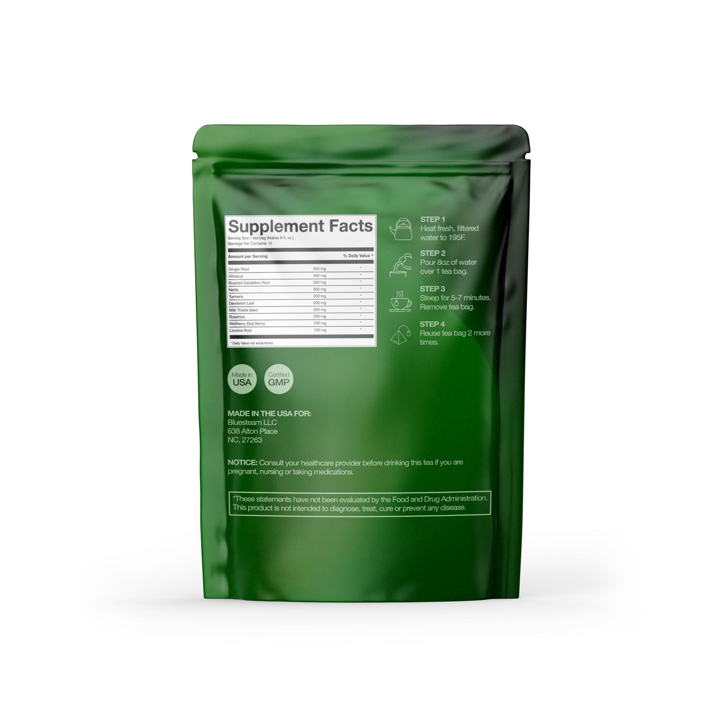 Organic Dandelion Wolfberry Tea - Kidney and Liver Detox Tea - Organic Liver Kidney Cleanse & Detox with Dandelion, Goji Berry, Milk thistle, Turmeric, Hibiscus and extra Herbal Ingredients