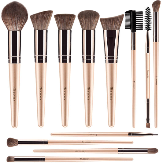 BEAKEY Vegan Makeup Brush Set: Soft Synthetic Brushes for Foundation & Eyeshadow, High-Density, Precise, Easy to Clean, Durable Handles