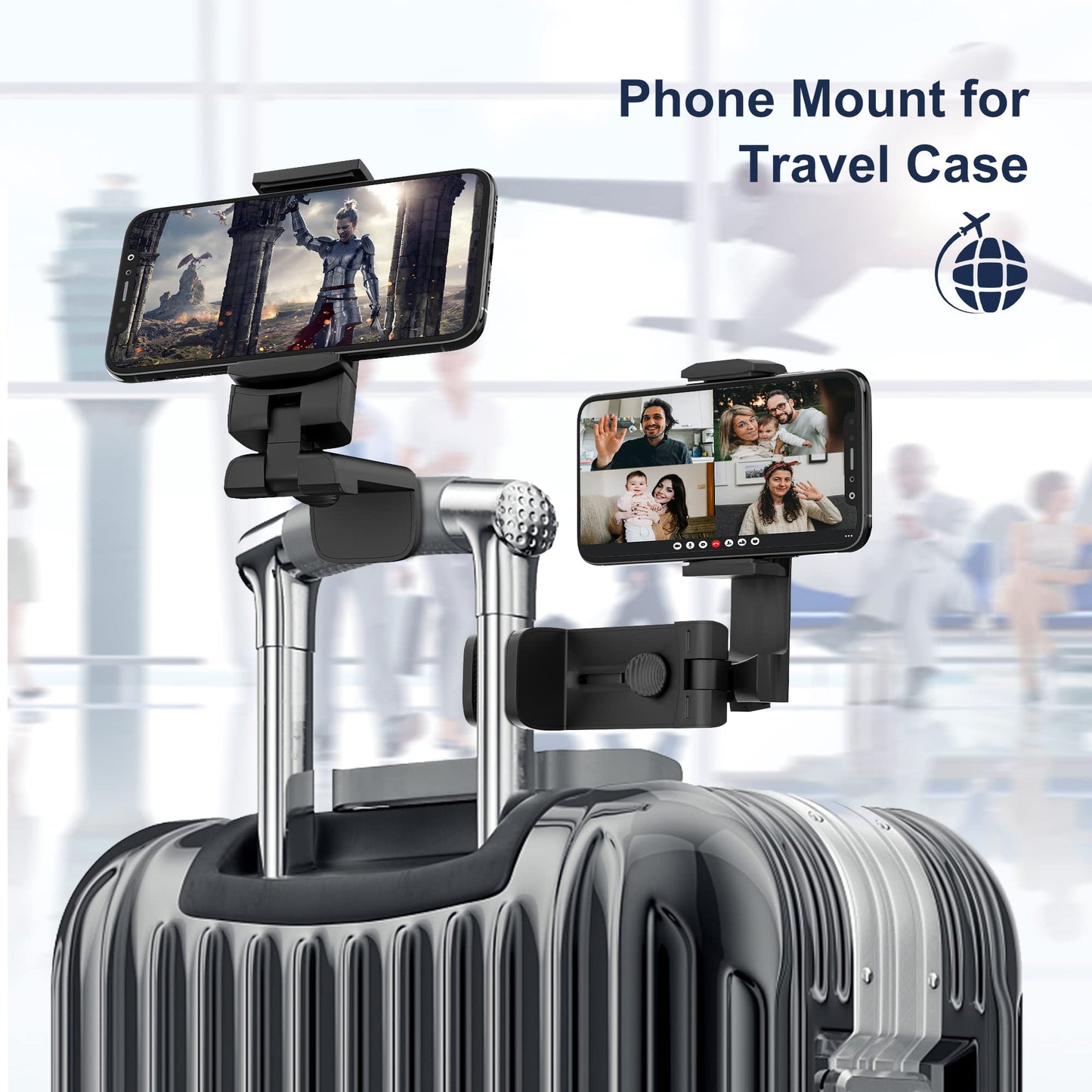 Huogantom Universal Airplane Travel Phone Holder: Travel Essentials Phone Mount for Desk with Multi-Directional 360 Degree Rotation, Trip Accessories Must Haves Phone Holder for Flying, Table