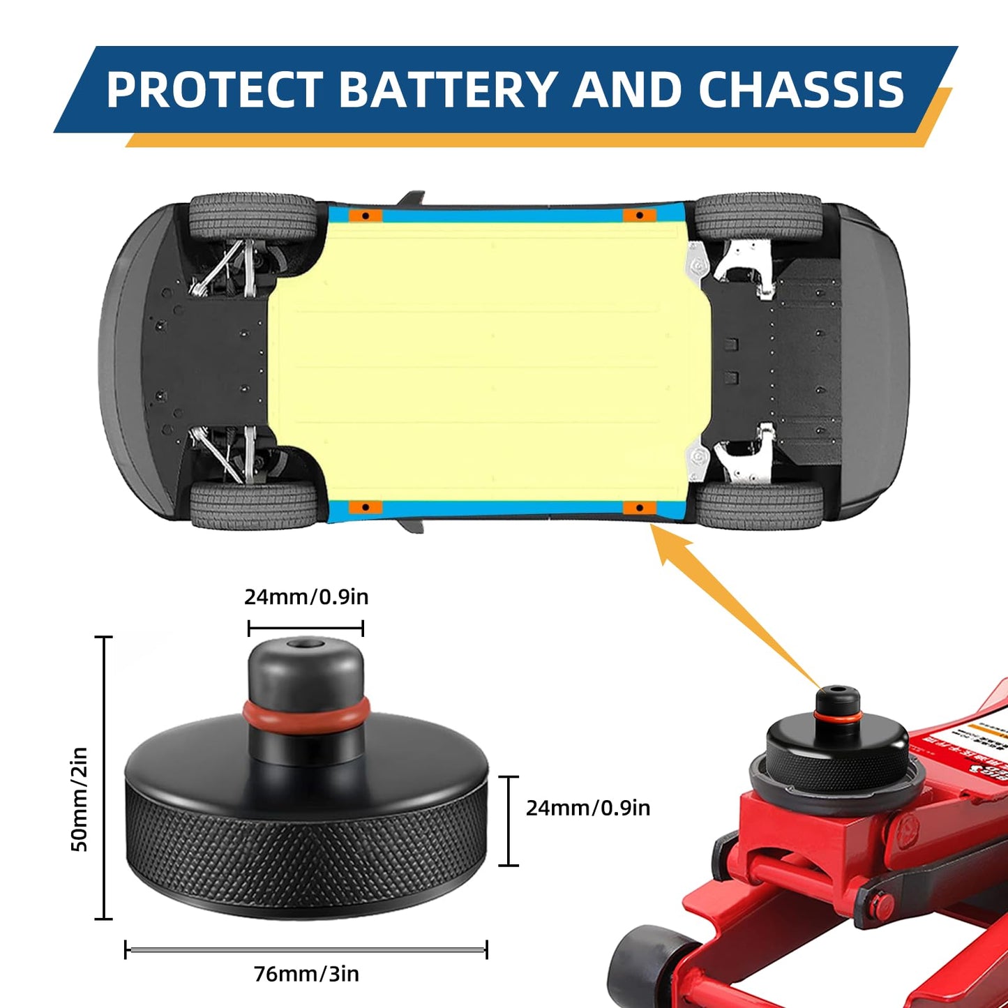 Tesla Jack Pads Lifting Jack Pad for Tesla Model 3/Y/S/X Tesla Pucks Accessories with Tire Repair Tools Kit for Tesla Vehicles 2016 to 2025,4 Pucks with Storage Case