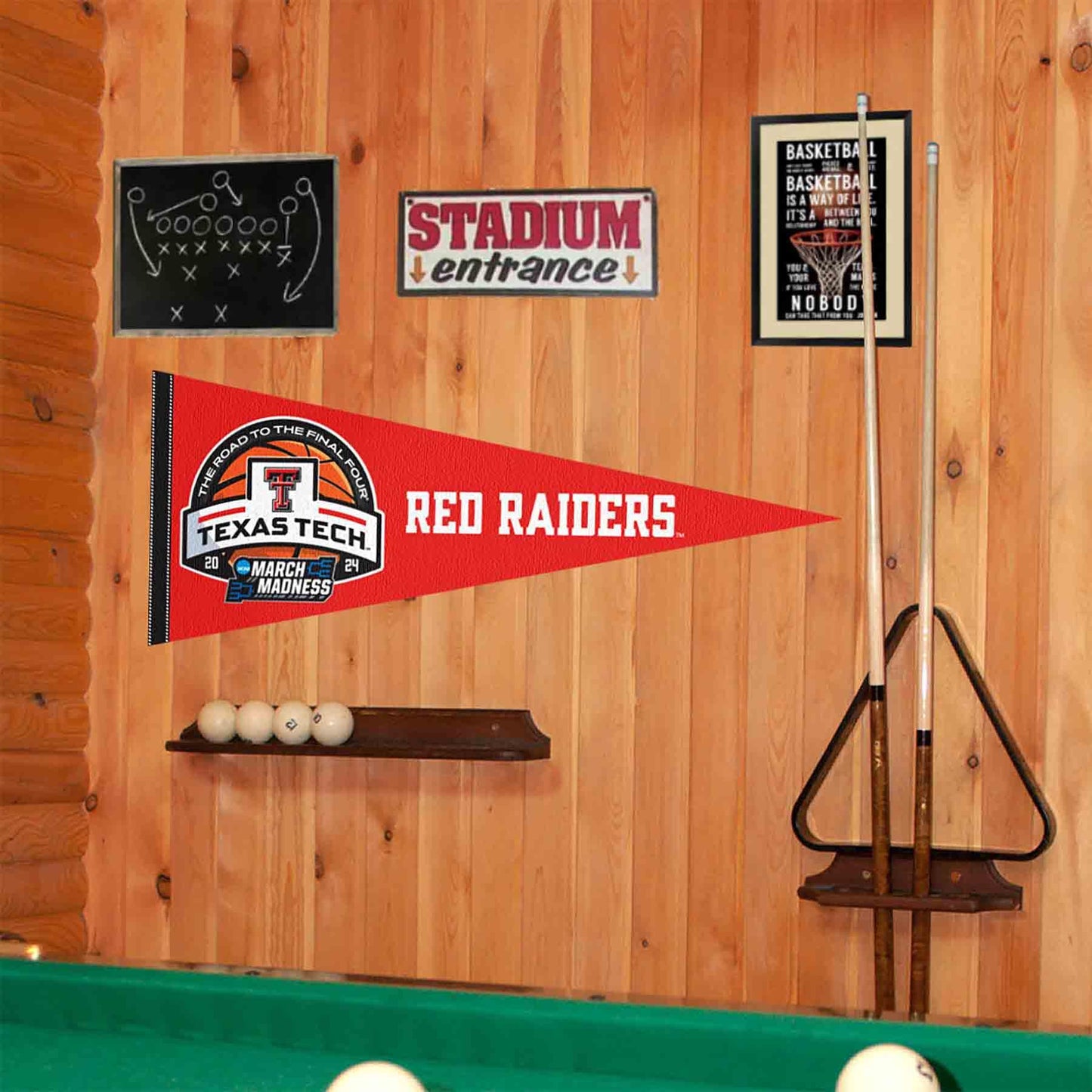 Texas Tech University 2024 March Basketball Madness Pennant Banner Flag