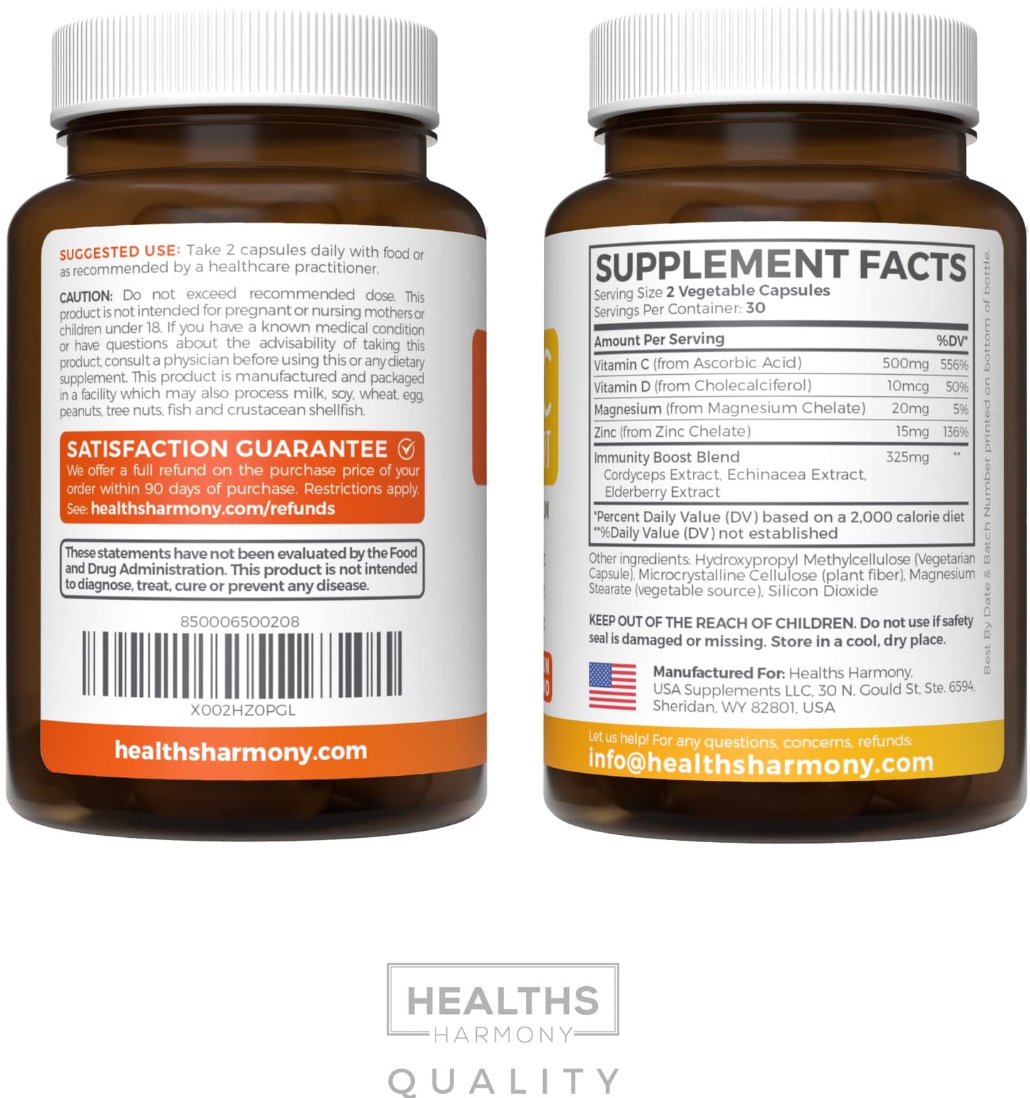 Vitamin C Immune Support Supplement - Immunity Boost Blend with Elderberry Vitamin C and Zinc for Daily & Seasonal Support - Immunity Supplement with Magnesium Zinc Vitamin C and D (1 Month Supply)