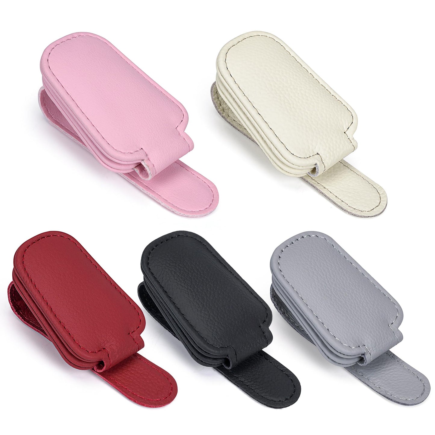 Shering Sunglasses Holders for Car Sun Visor, 2pack Magnetic Leather Glasses Eyeglass Hanger Clip for Car, Visor Sunglasses Holder Clip Car Accessories for Truck