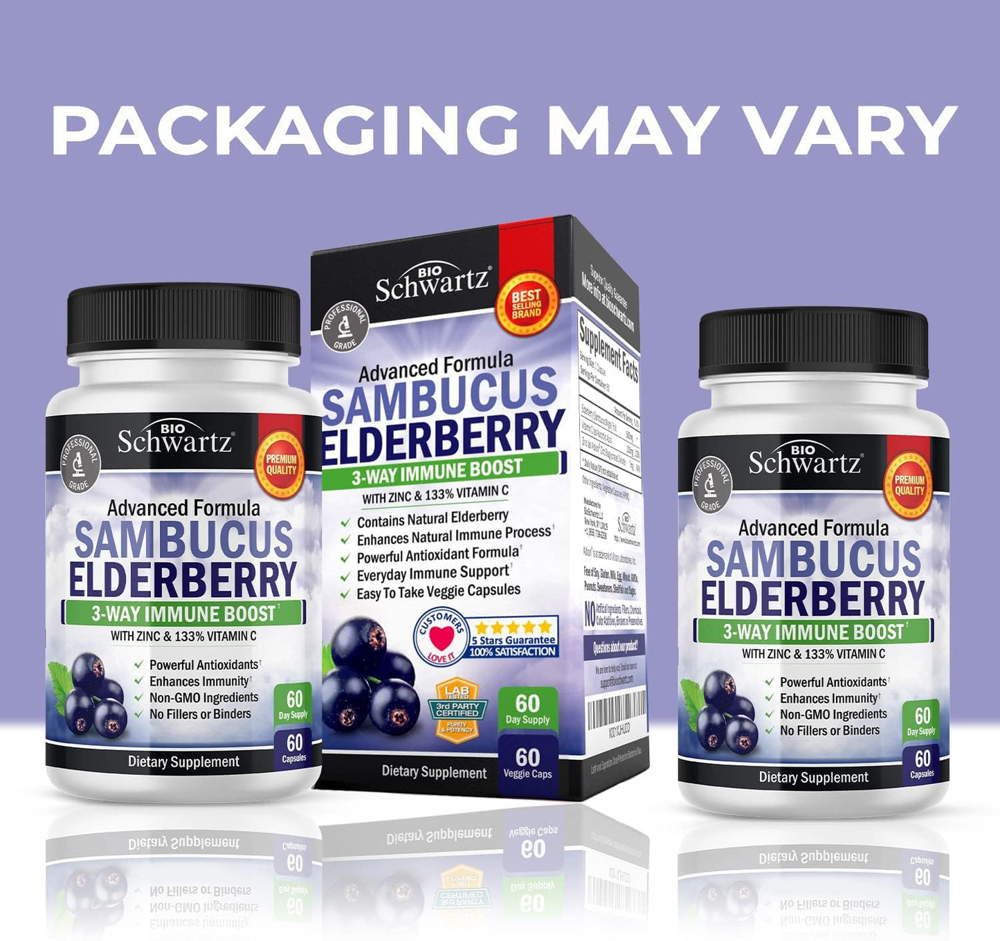 Elderberry with Zinc and Vitamin C for Adults - Immune Support Vitamins for Women and Men Natural Elderberries Black Sambucus Capsules - Immune Defense Multiminerals Supplement, Gluten-Free, 60 Ct