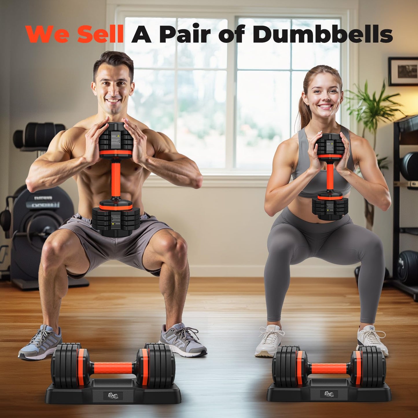 Adjustable Dumbbell Set 25LB, 5/10/15/20/25lbs, Anti-Slip Handle for Exercise Fitness Workout